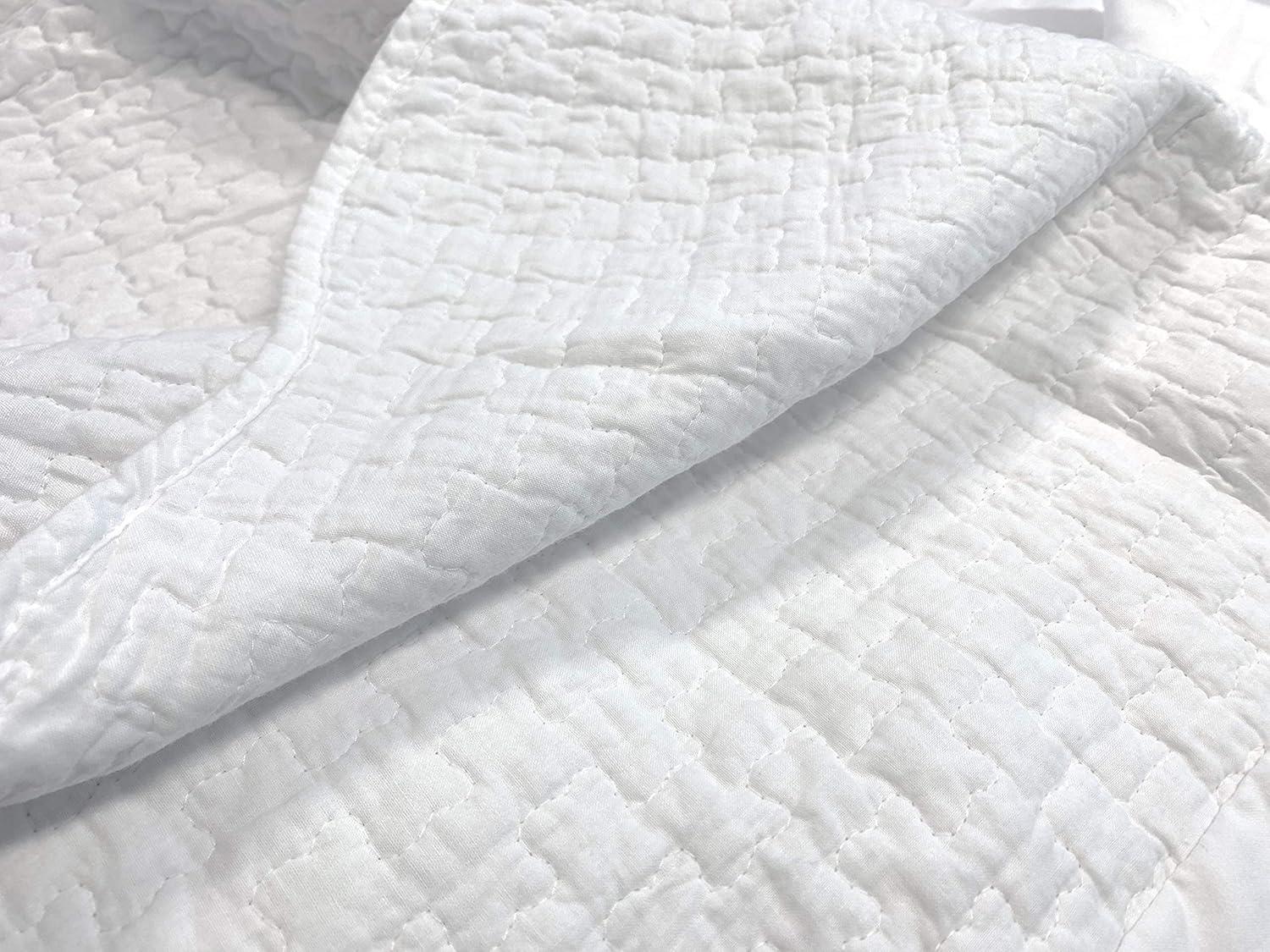 Cozy Line Home Fashions White Quilted Bed Skirt Dust Ruffle Matelasse Tailored 16" Drop White Queen