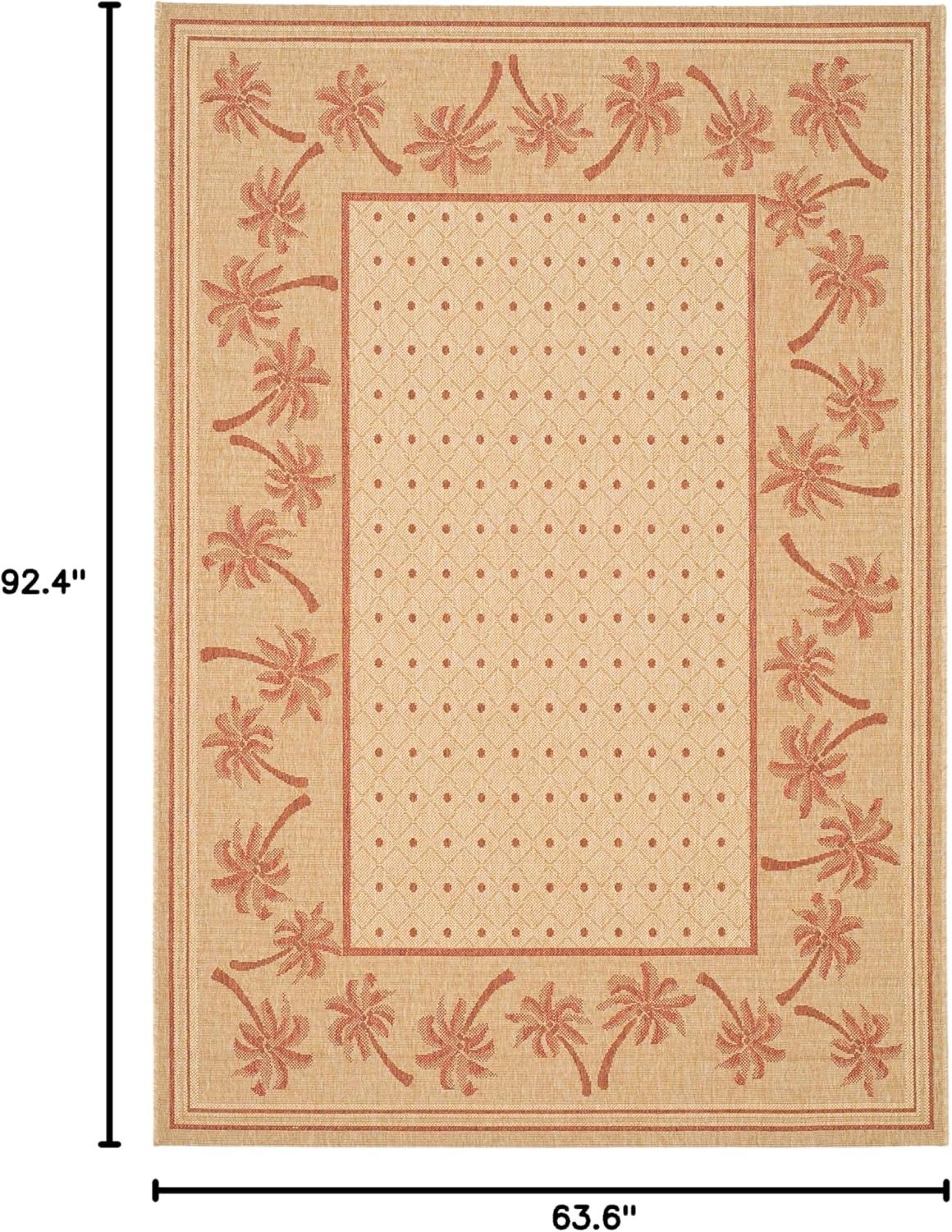 SAFAVIEH Courtyard Charles Floral Indoor/Outdoor Area Rug, 5'3" x 7'7", Ivory/Rust