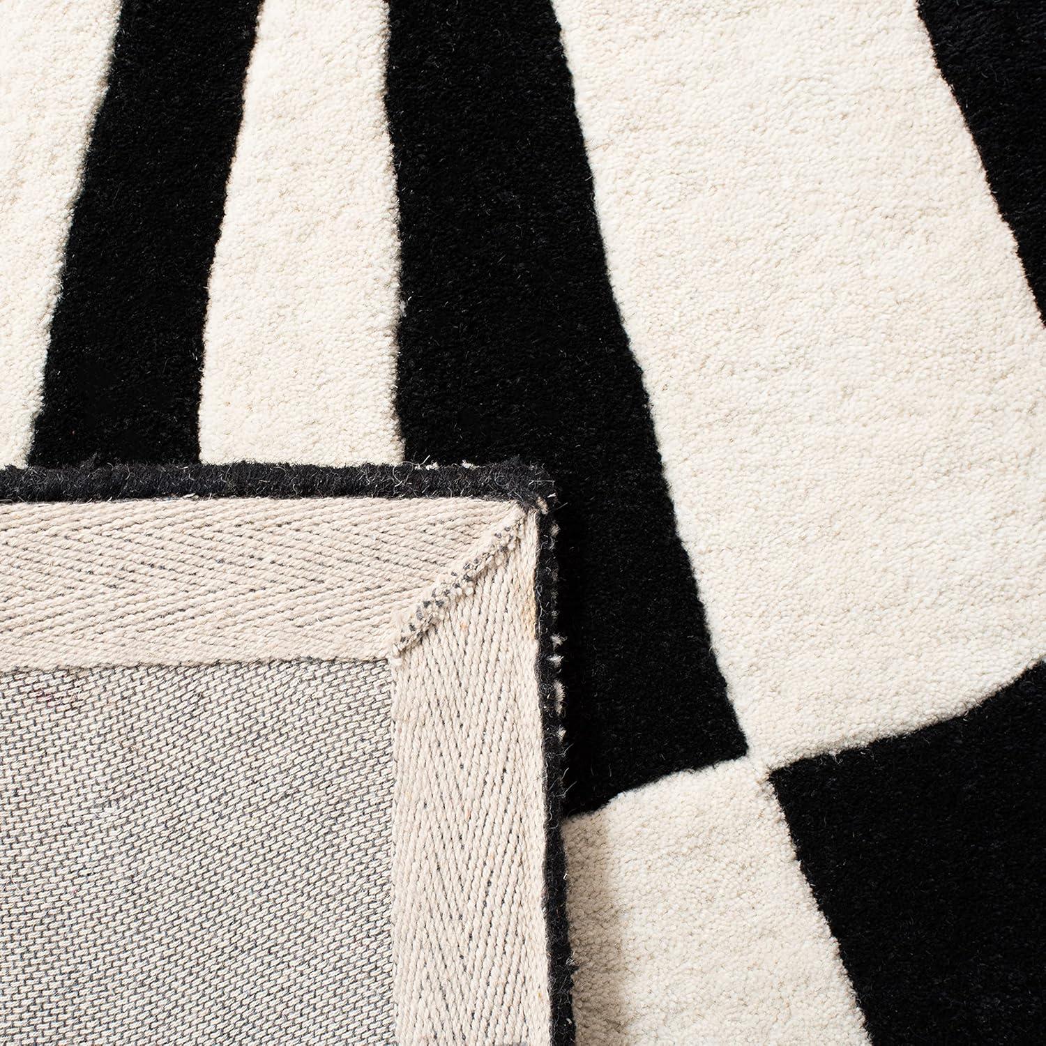 Soho SOH763 Hand Tufted Square Contemporary Area Rug - Black/Ivory - 6' X 6' Square - Safavieh.