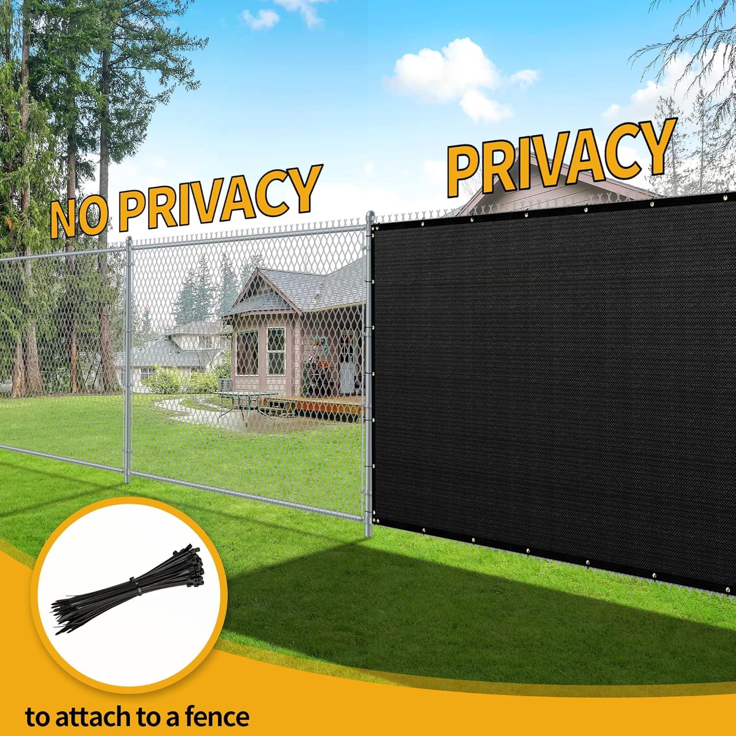 Bibana 4ft x 50ft Privacy Fence Screen Windscreen Shade Cloth for Garden and Balcony - Black