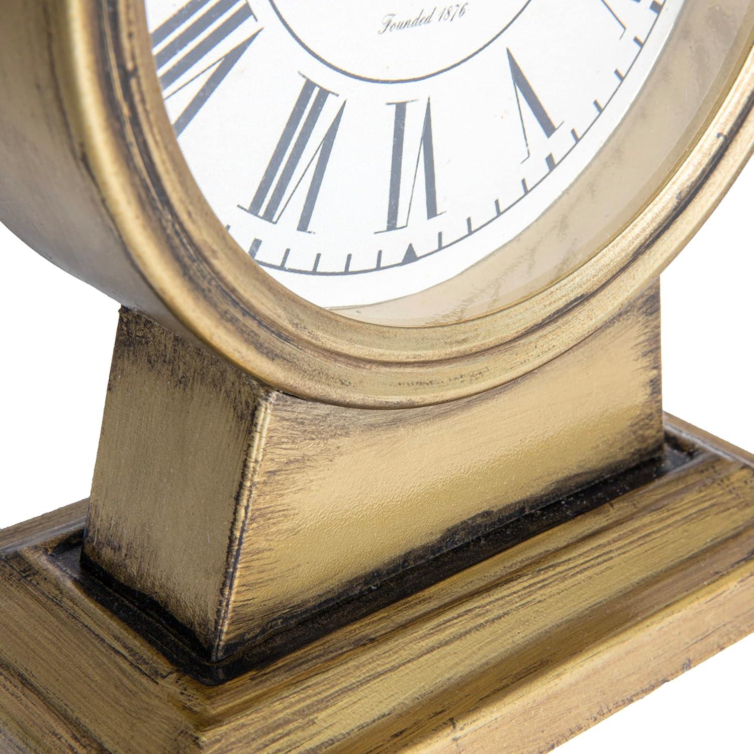 Creative Co-Op Quartz Gold Metal Tabletop Clock