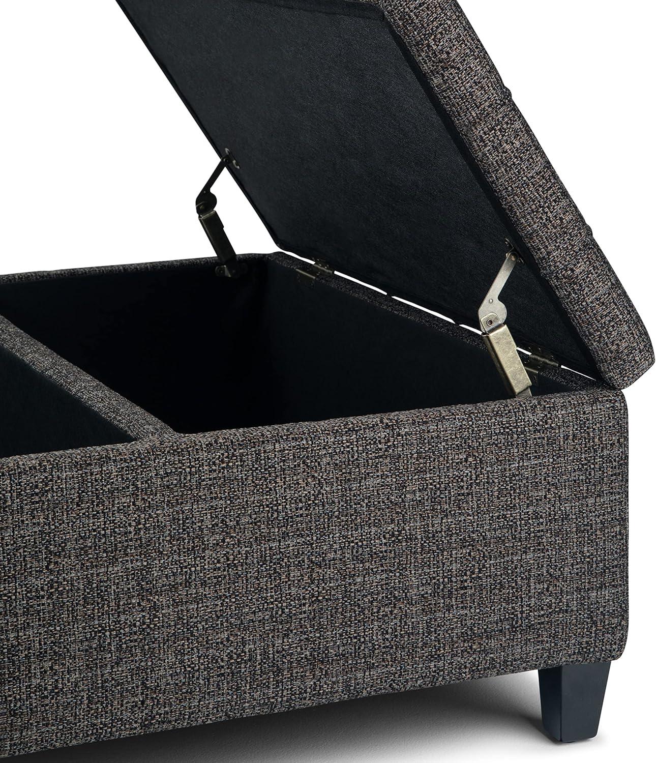 Harrison 36 in. W Coffee Table Storage Ottoman in Ebony Gray Tweed Look Fabric