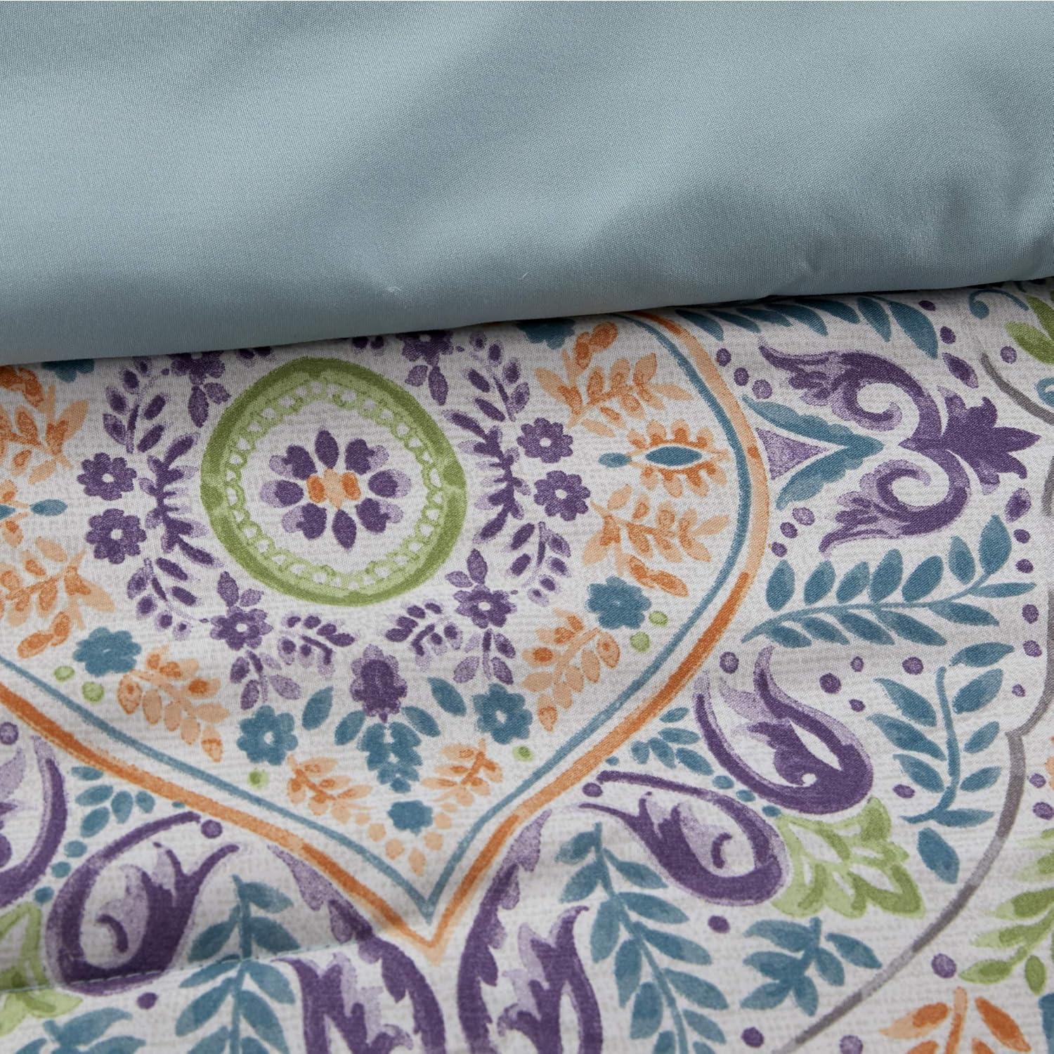 Modern Threads Modern Threads - Castell Collection Comforter Set - Reversible Microfiber - Elegant Printed 8-Piece Bed Set - Includes Comforter, Sheets, Shams, & Pillow - Luxurious Bedding