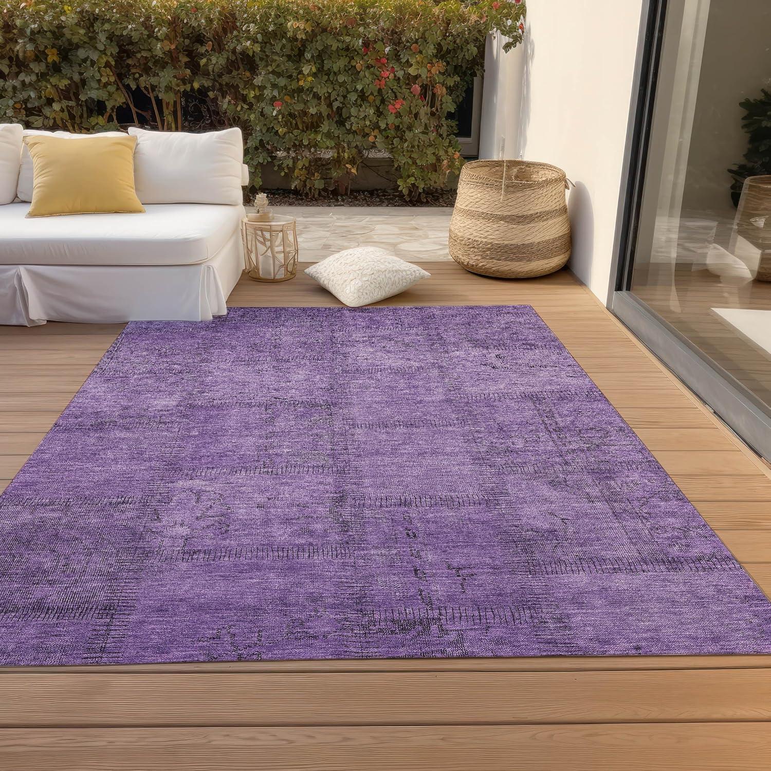 Chantille Purple Quilted Mosaic Indoor Outdoor Area Rug 3' x 5'