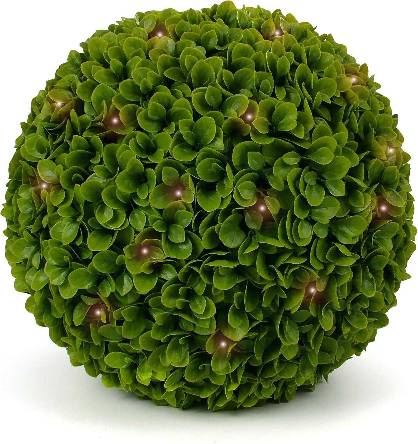 19" Green Artificial Boxwood Lighted Topiary Ball - 2 Pack