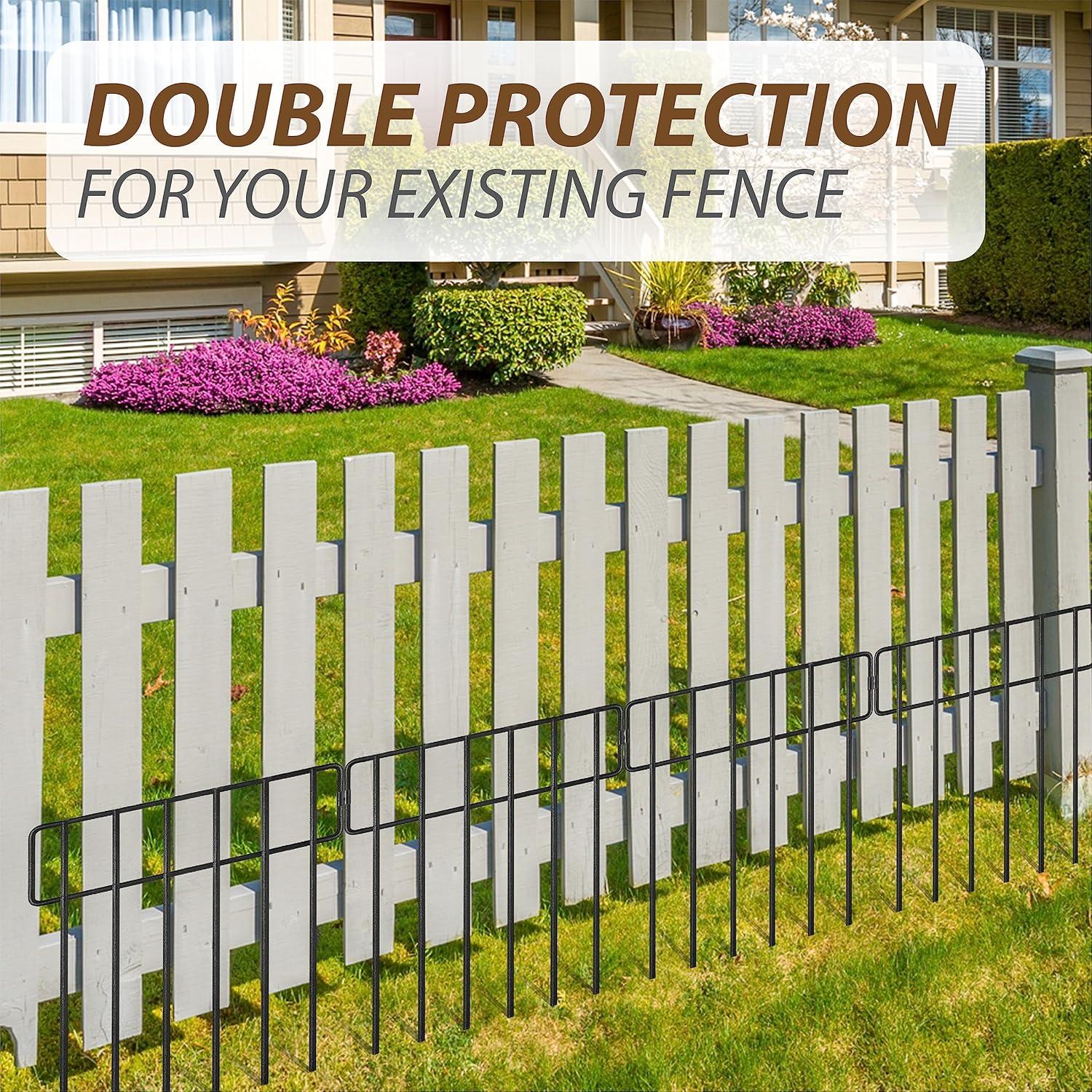 10 Pack Garden Fencing Animal Barrier, 10.8ft(L) X 17in(H) No Dig Fence Panels, 1.25in Spike Spacing Rustproof Dog Digging Fence Barrier, Dogs Rabbits Blocker Fence for Outdoor Yard