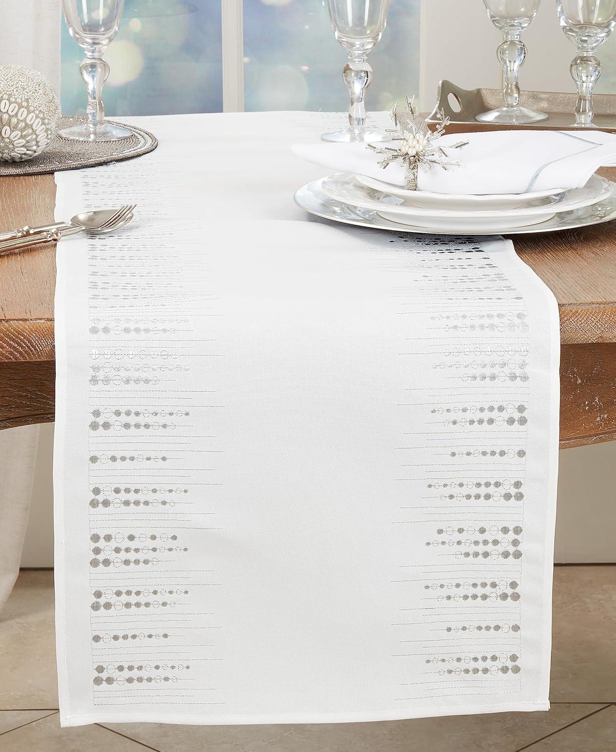 Saro Charming Embroidered Dots Table Runner