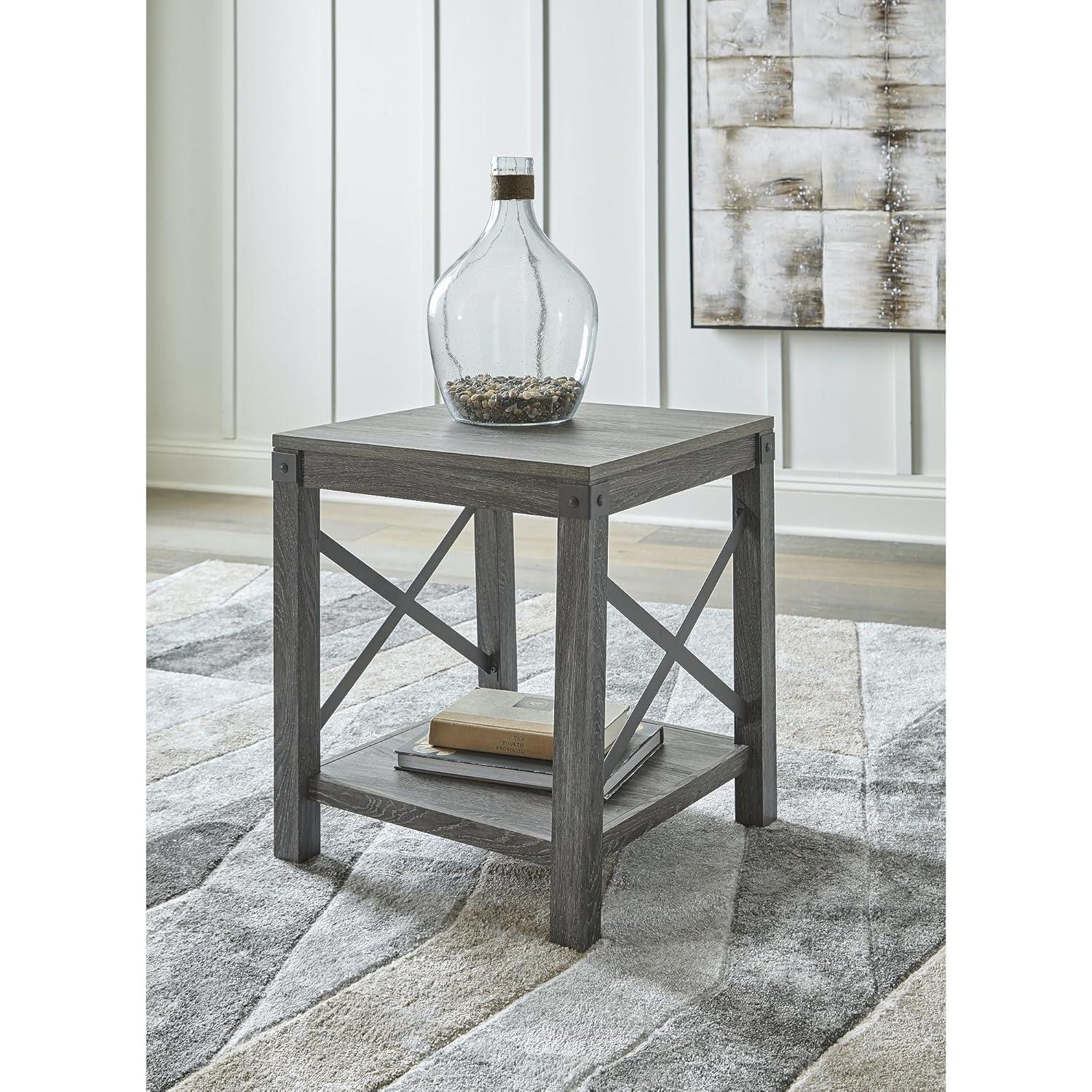 Signature Design by Ashley Casual Freedan End Table, Grayish Brown