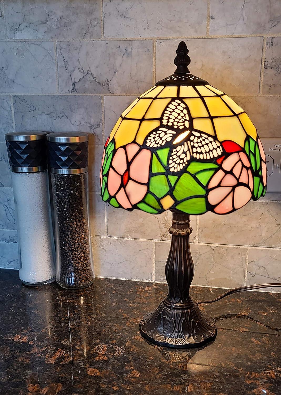 Tiffany Style Butterflies Mini Table Lamp - 15" Tall