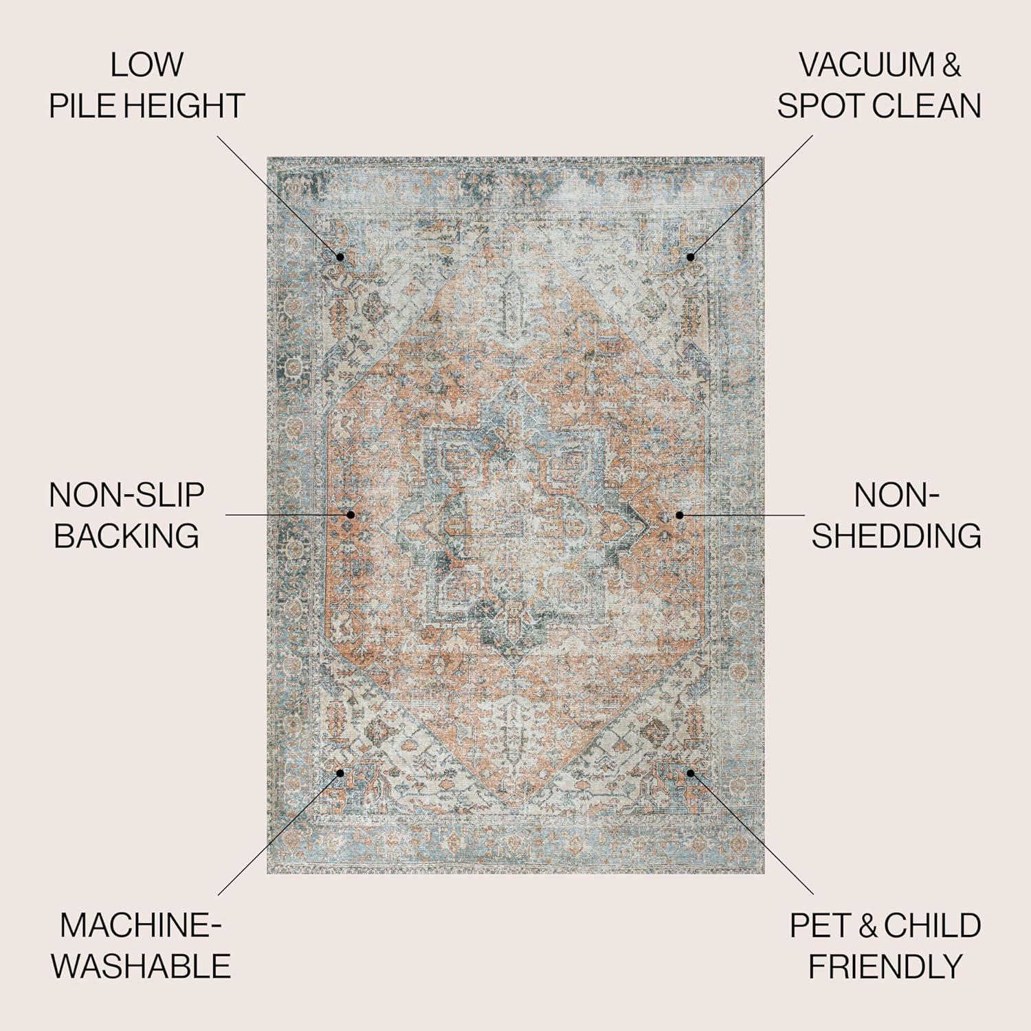 Armae Distressed Medallion Chenille Machine-Washable Indoor Area Rug -JONATHAN Y