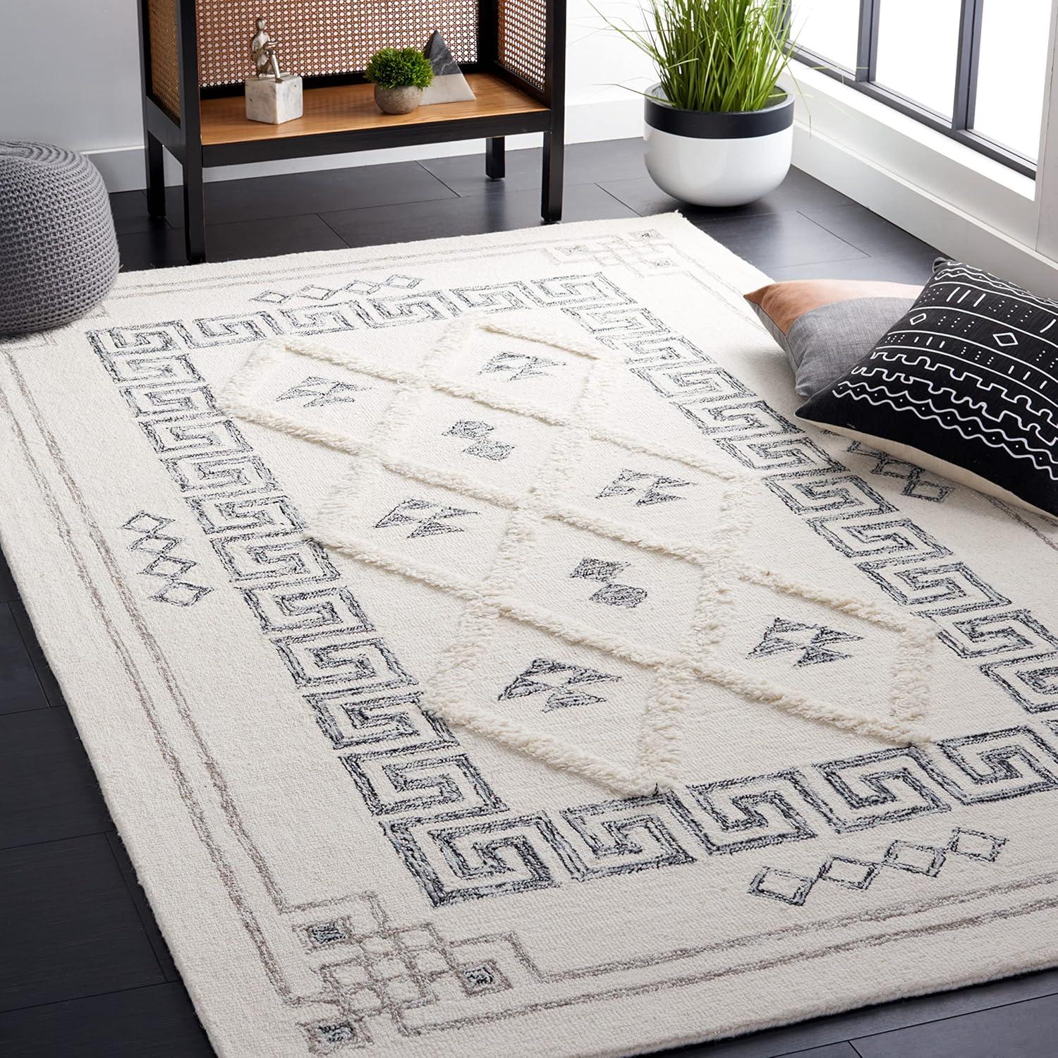 Casablanca CSB989 Hand Tufted Indoor Area Rug - Ivory/Black - 8'x10' - Safavieh