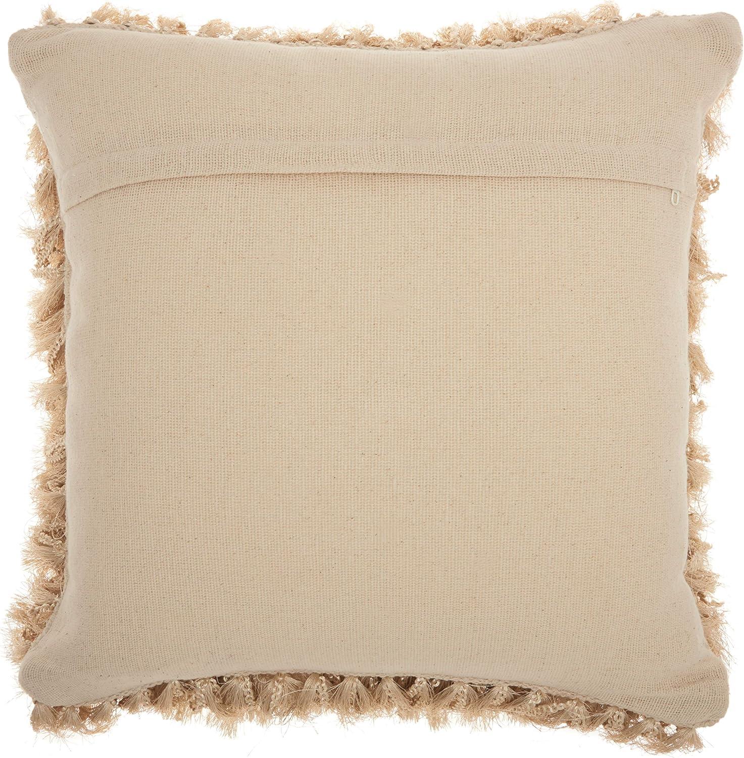 Nourison Shag Solid Beige Decorative Throw Pillow , 20" x 20"