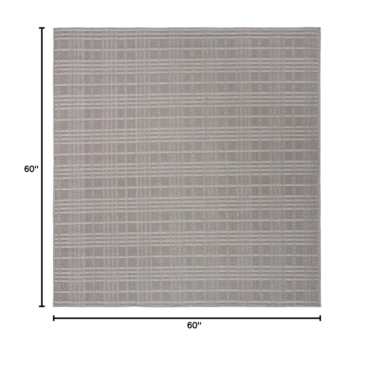 SAFAVIEH Bermuda Lavern Geometric Machine Washable Indoor/Outdoor Area Rug, Grey, 5'3" x 5'3" Square