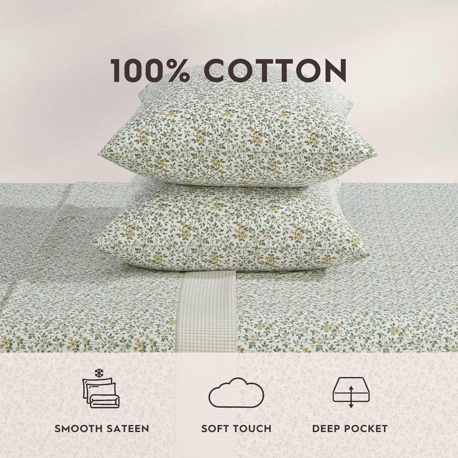 Tierney Twin Cotton Percale Floral Print Sheet Set