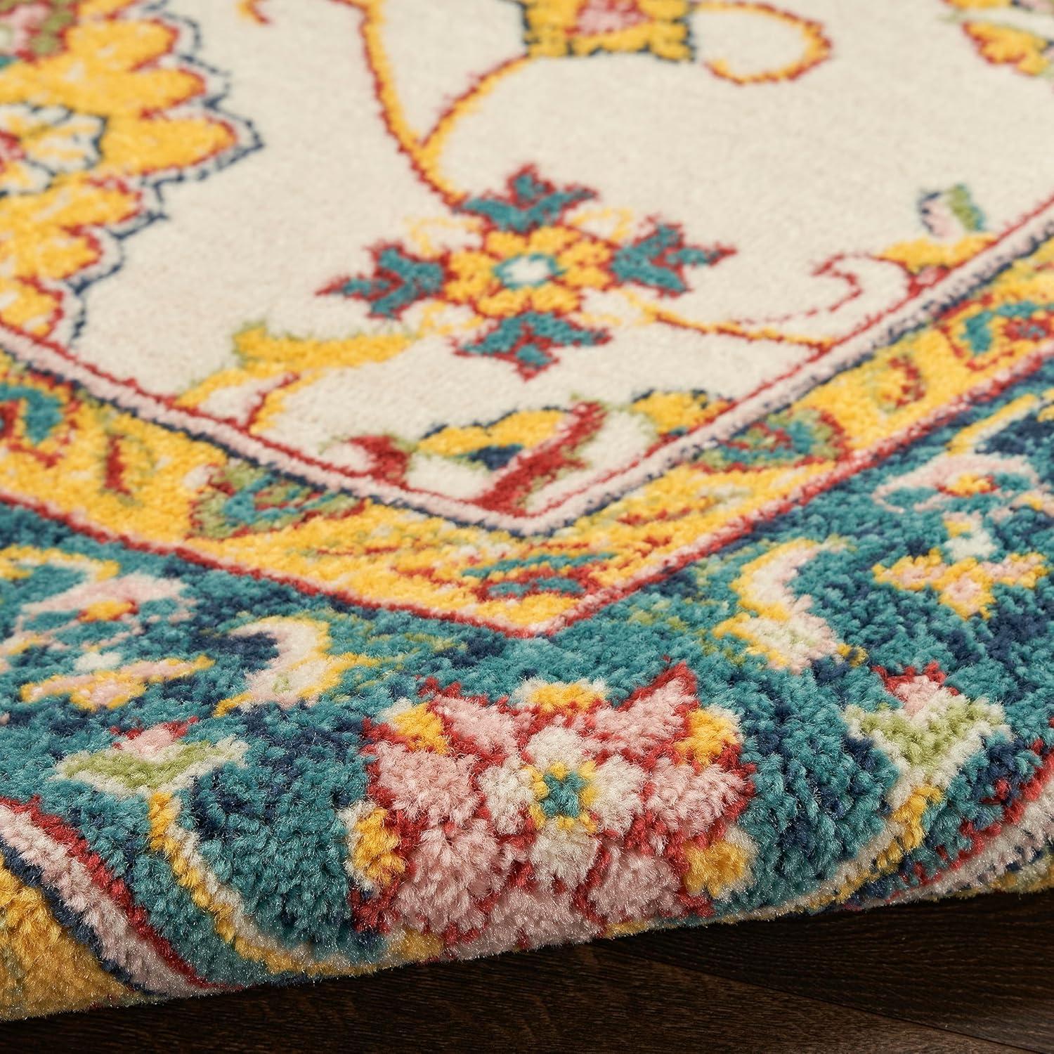 Nourison Essentials Floral Persian Indoor Outdoor Rug Ivory Gold 8' x 10'