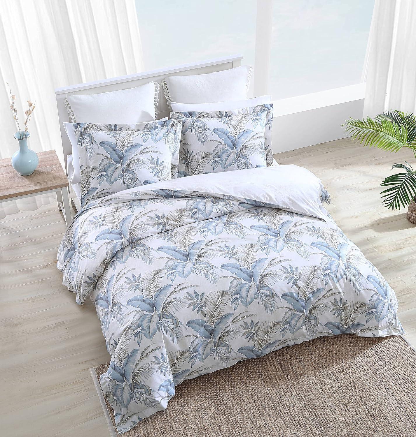 Tommy Bahama Bakers Bluff Blue Cotton Reversible Duvet Cover Set