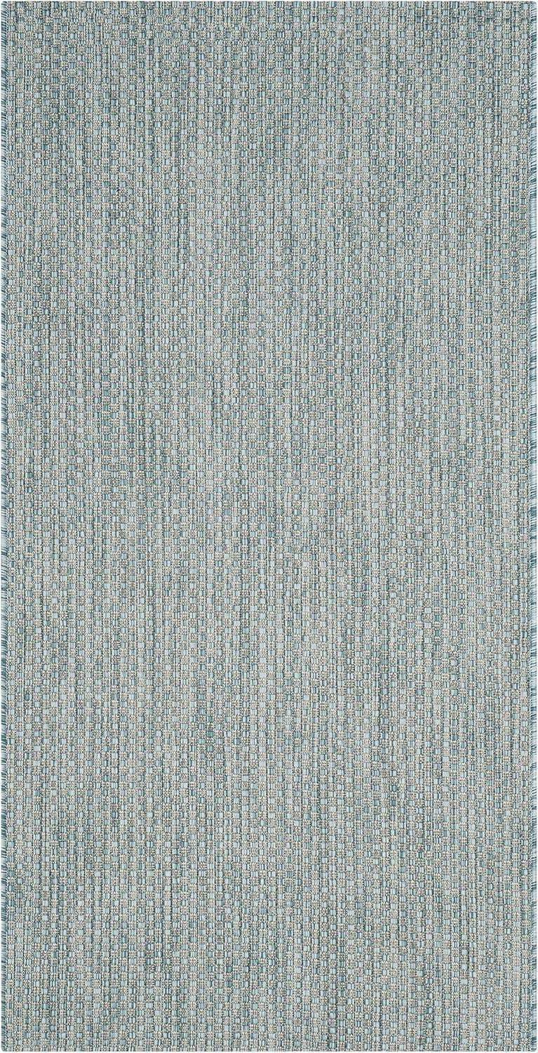 Courtyard CY8521 Power Loomed Indoor/Outdoor Accent Rug - Aqua/Grey - 2'7"x5' - Safavieh.