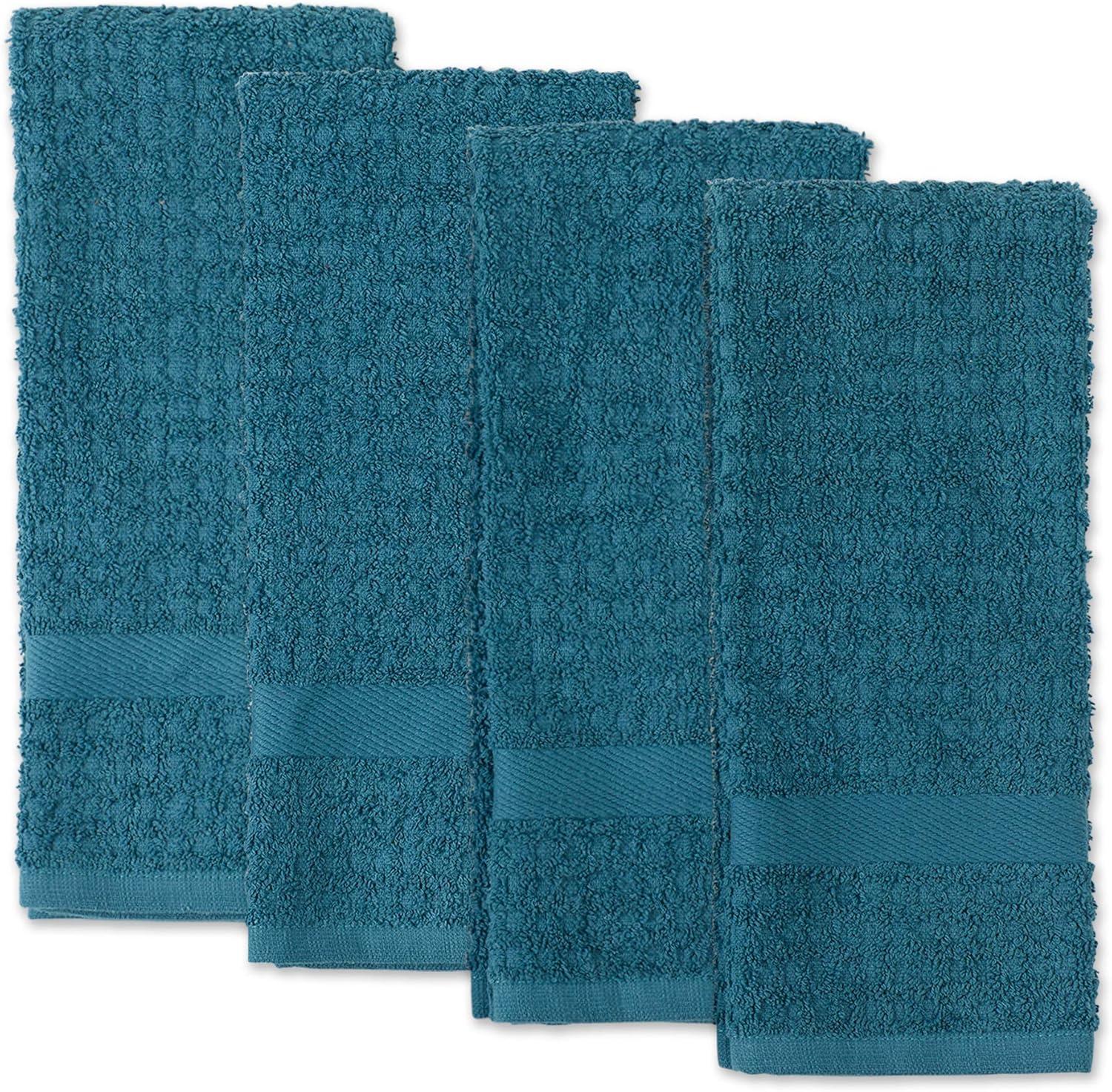 Storm Blue Cotton Waffle Terry Dishtowel Set, 15x26, 4 Piece