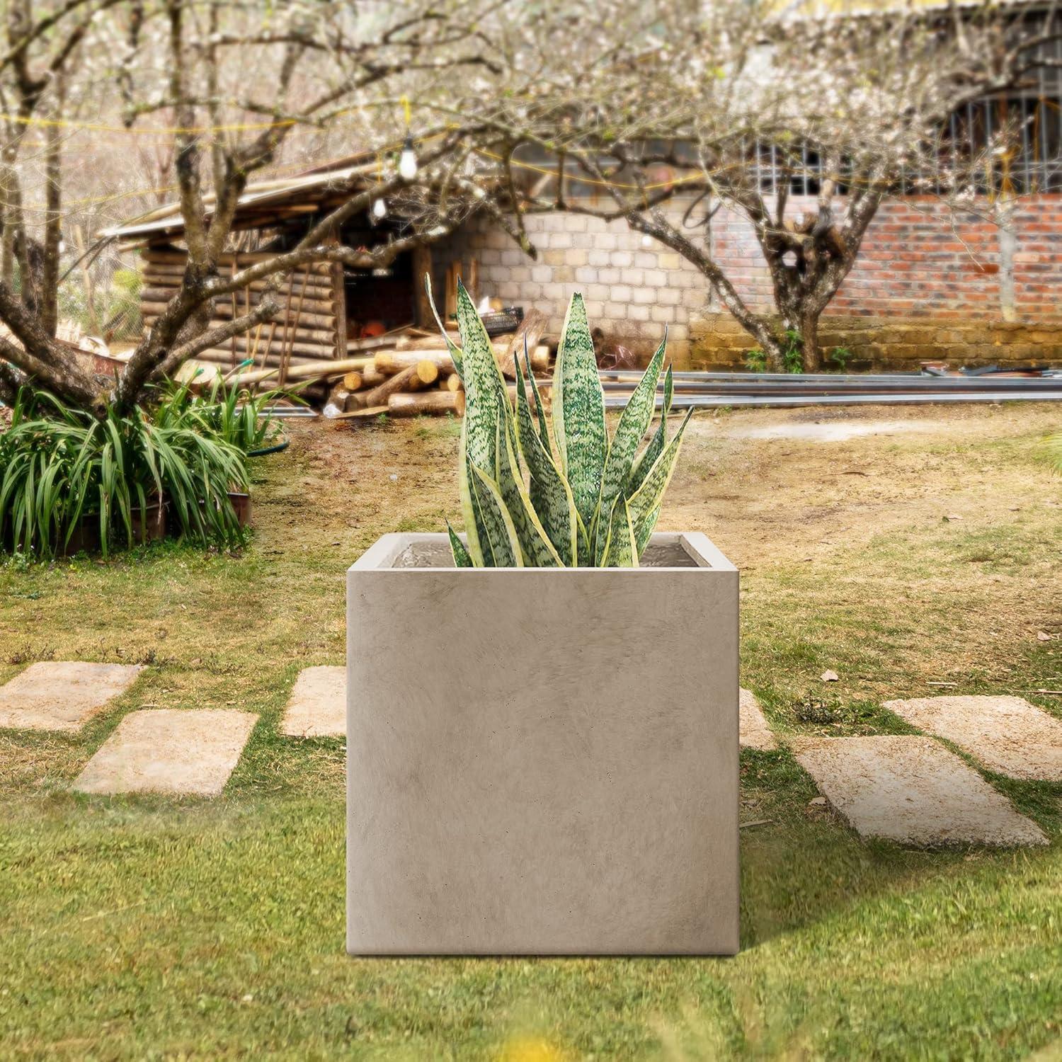 Rosemead Home & Garden, Inc. Kante Lightweight Modern Outdoor Concrete Square Planter