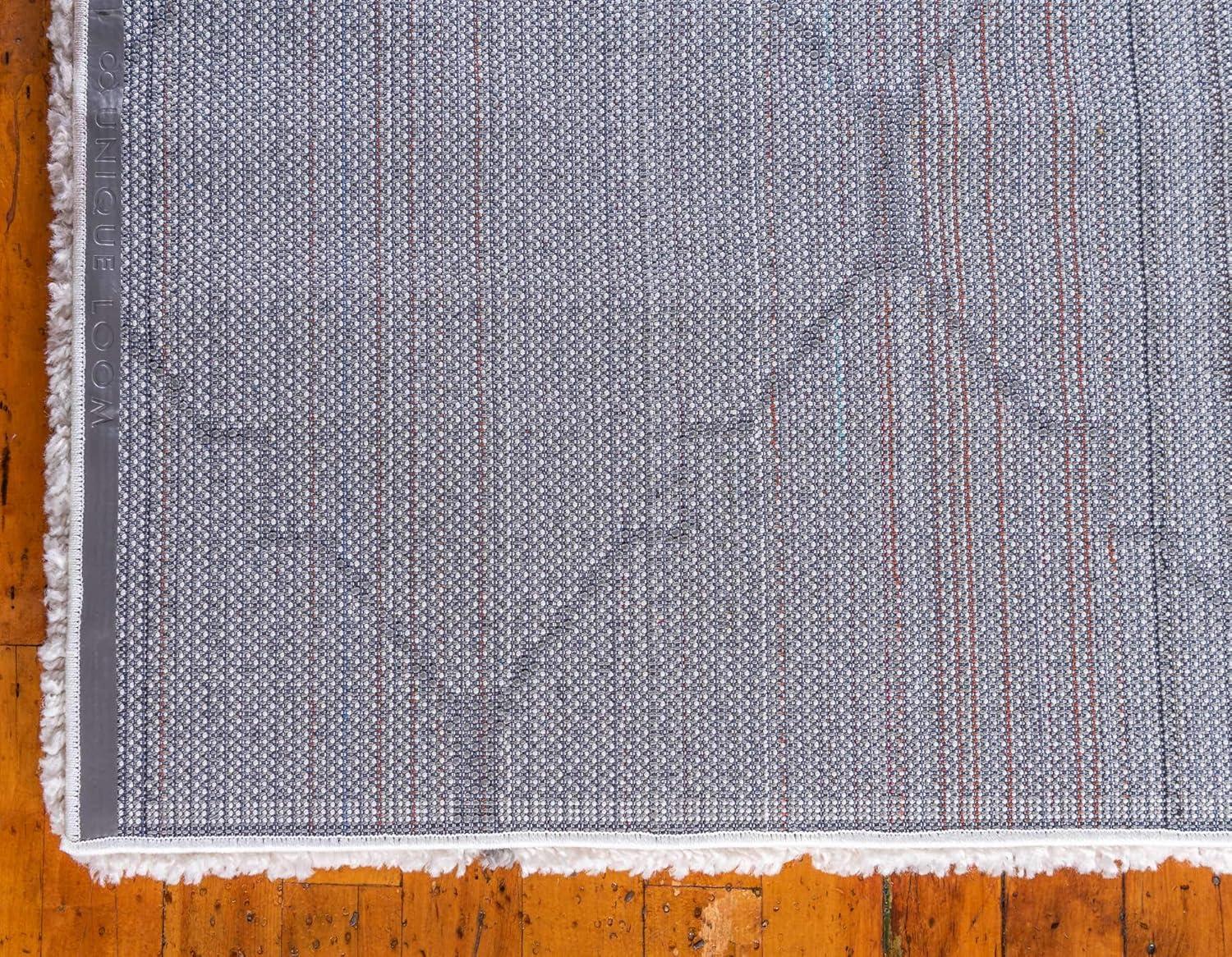 Unique Loom Rabat Shag Collection Modern Tribal Moroccan Inspired Plush & Soft Lattice Design Area Rug (5' 0 x 8' 0 Rectangular, Ivory/ Gray)