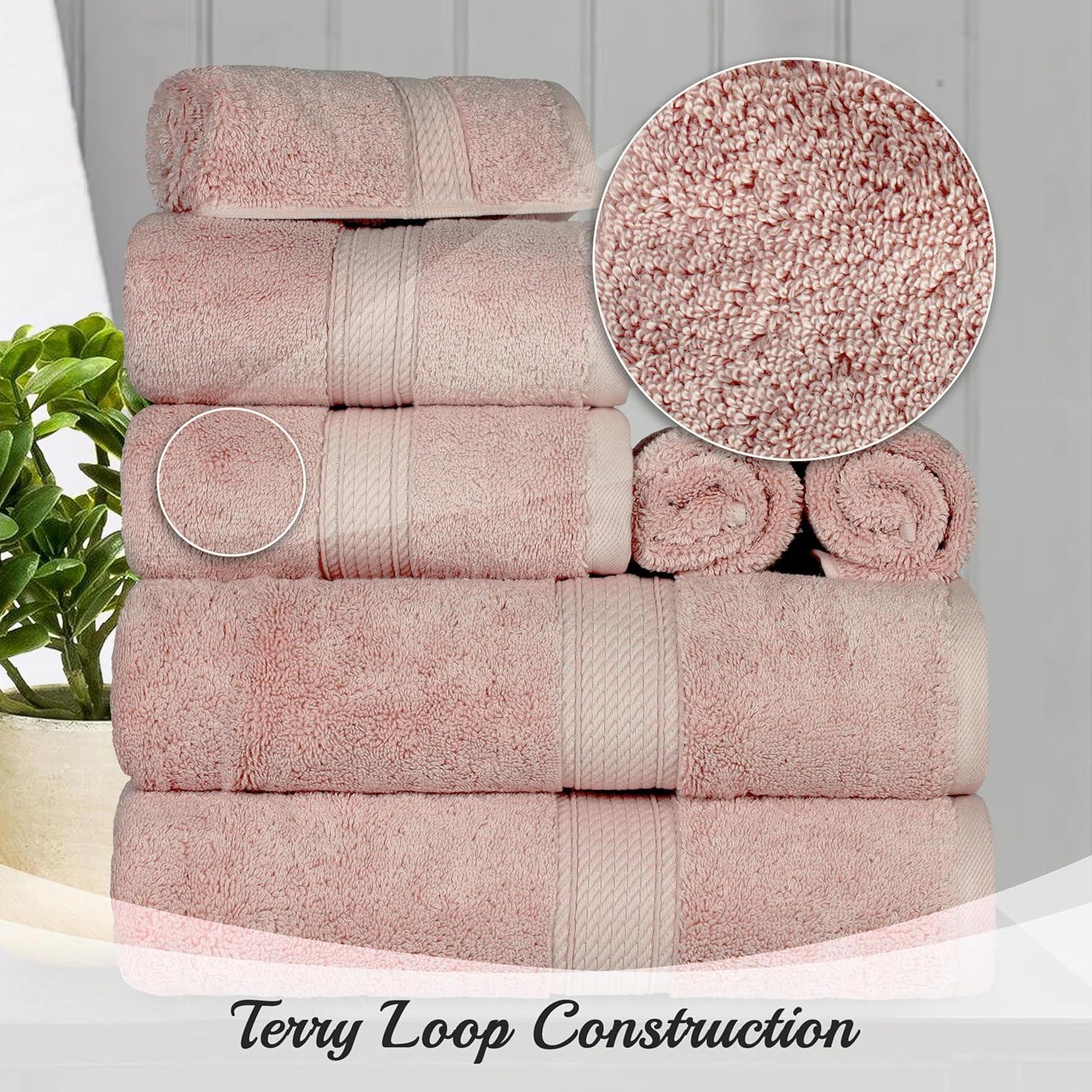 Superior Egyptian Cotton Heavyweight 9-Piece Towel Set, Muted Mauve