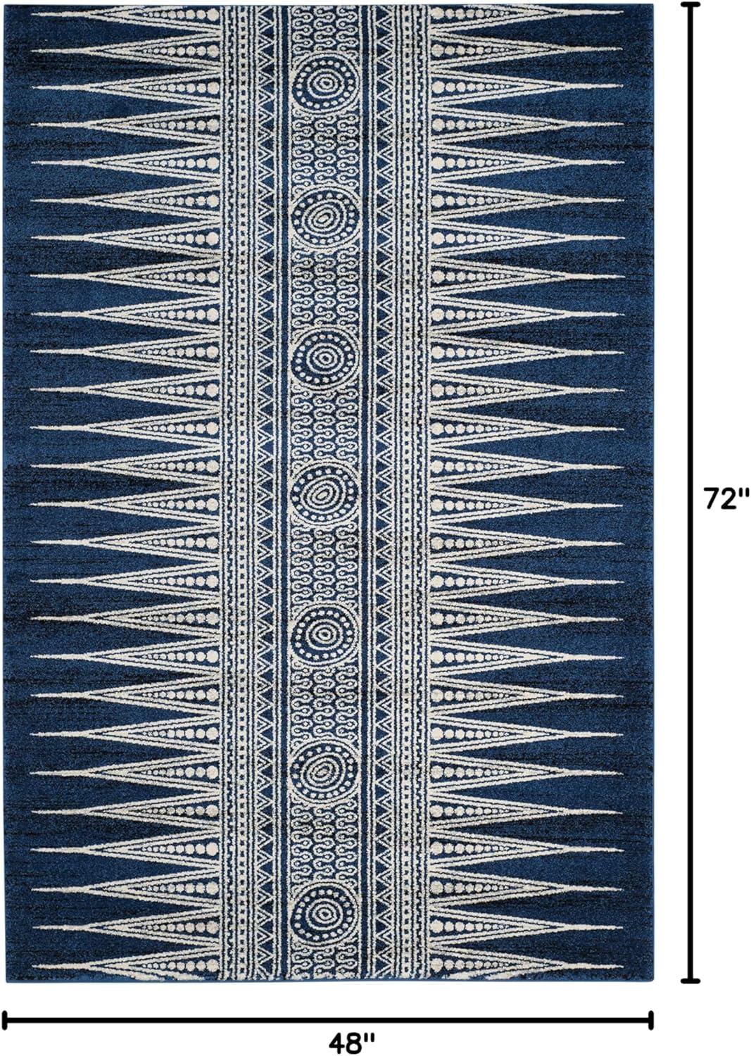 SAFAVIEH Evoke Keisha Abstract Aztec Area Rug, Royal/Ivory, 4' x 6'