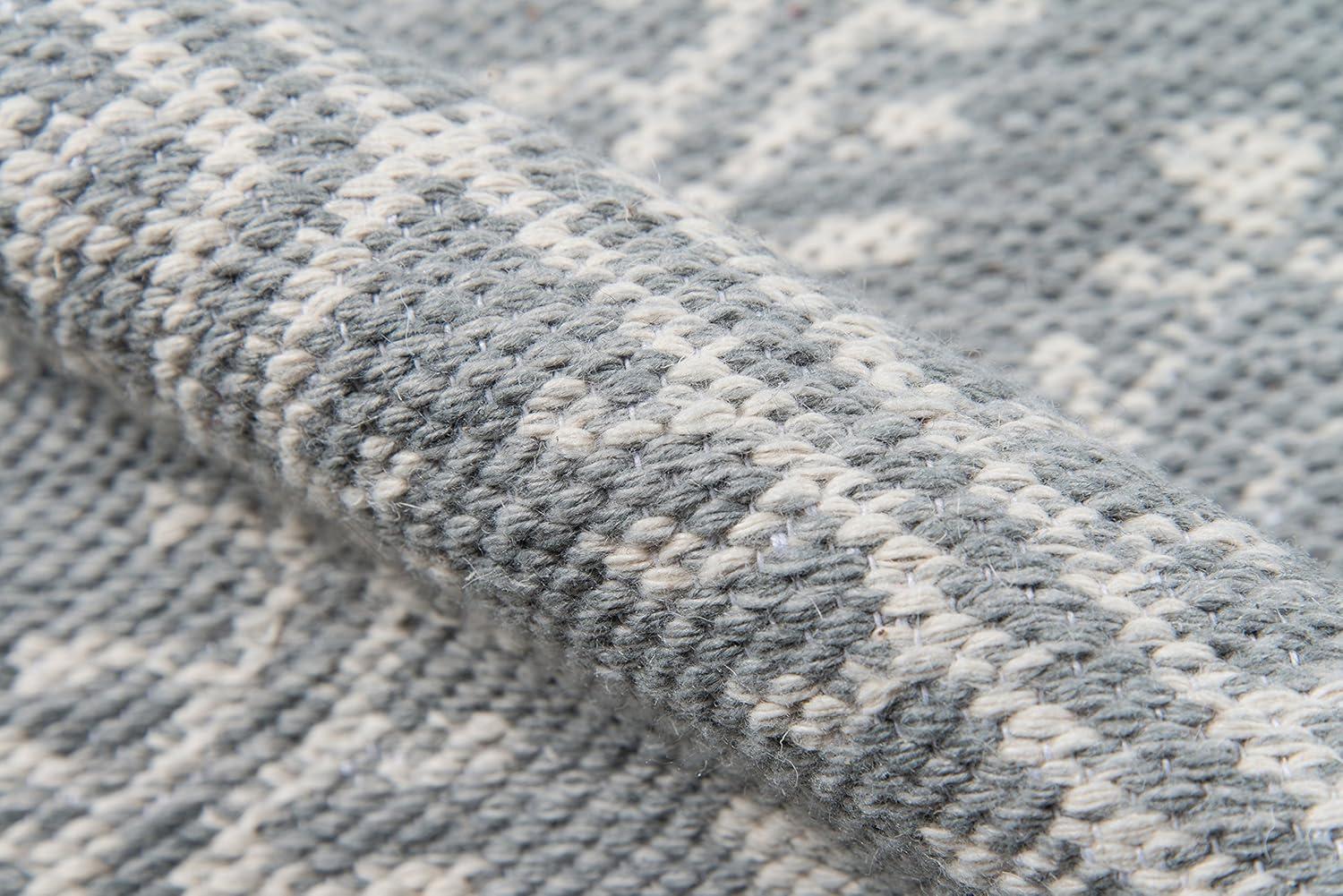 Easton Geometric Handmade Flatweave Gray Indoor / Outdoor Area Rug