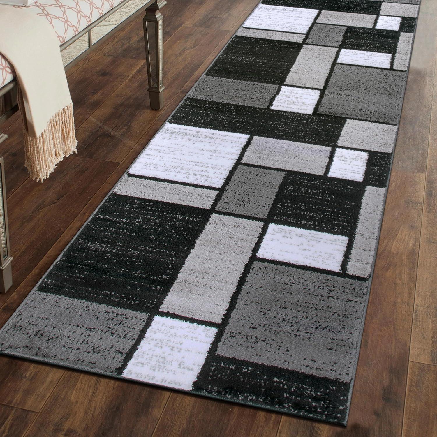 Gray Geometric Pattern Reversible Synthetic Area Rug