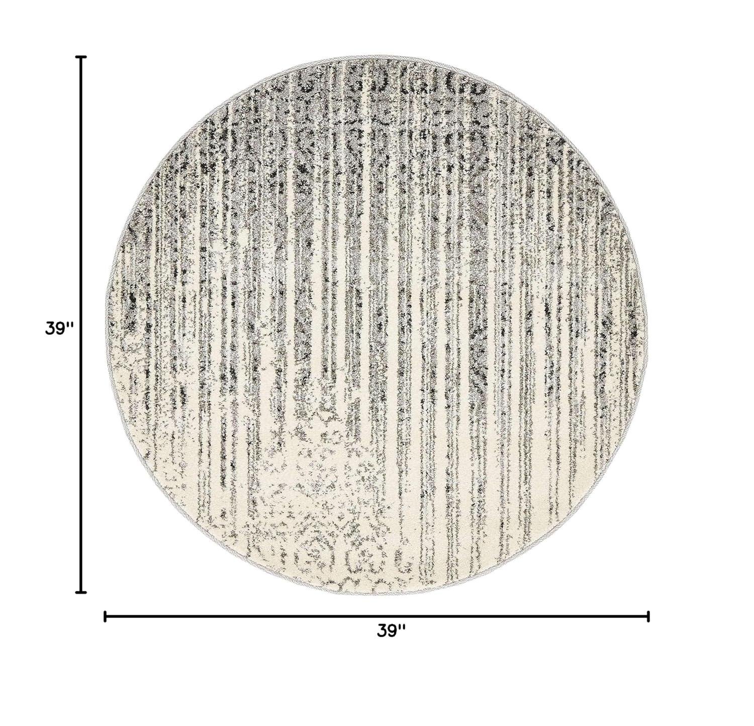 Unique Loom Del Mar Collection Area Rug - Jennifer (3' 3" Round Gray/Black)