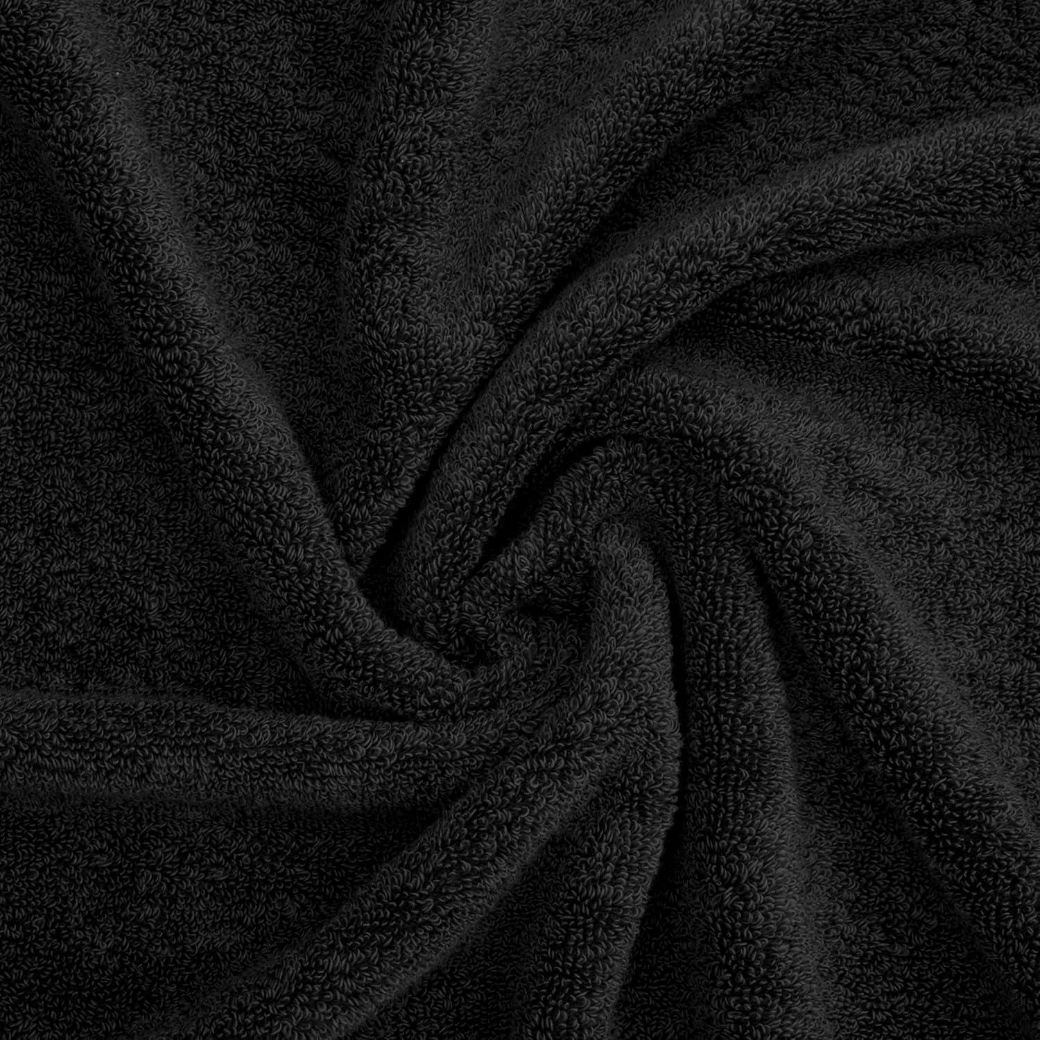 American Soft Linen Salem 4 Pack Washcloth Set, 100% Cotton Washcloth Hand Face Towels for Bathroom and Kitchen, Black