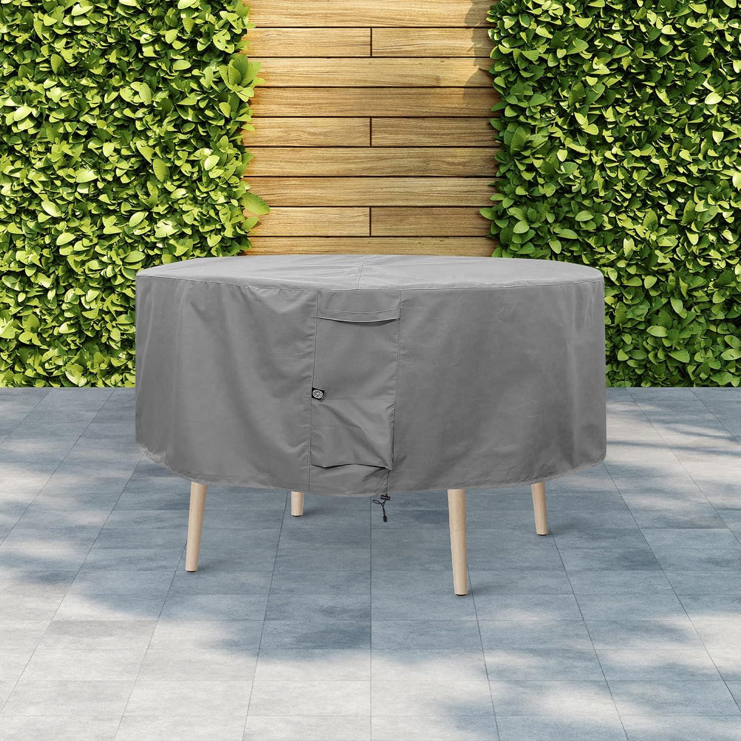 Large Gray Waterproof Round Patio Table and Chair Cover