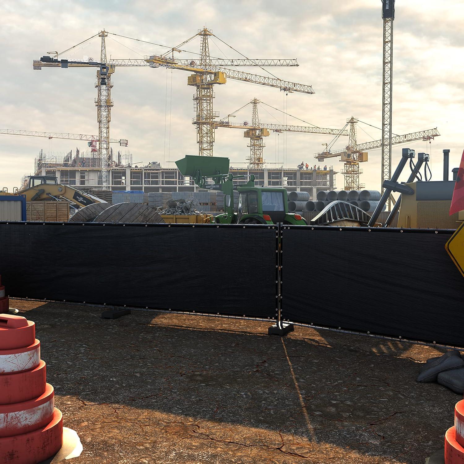 ColourTreeUSA ColourTree 10' 12' 25' 50' Black Fence Privacy Screen Windscreen Cover Fabric Shade Tarp Mesh Cloth Commercial Grade 170 GSM 4' x 10'