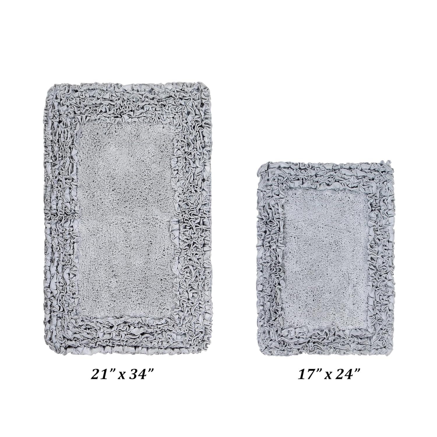 24"x40" Shaggy Border Collection Bath Rug Blue - Better Trends: Cotton Tufted, Machine Washable, No Backing