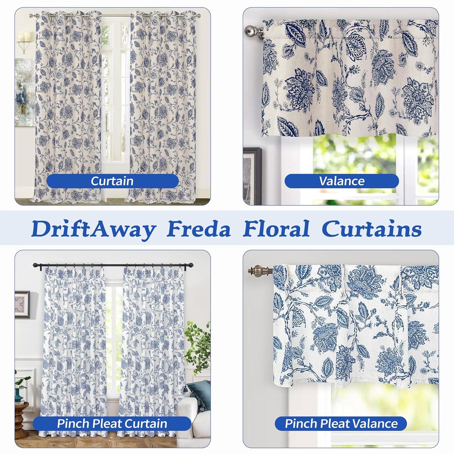 DriftAway Freda Jacobean Floral Linen Blend Blackout Thermal Insulated Energy Saving Privacy Window Curtain Valance Rod Pocket 2 Layers Single 52 Inch by 18 Inch plus 2 Inch Header vy Beige