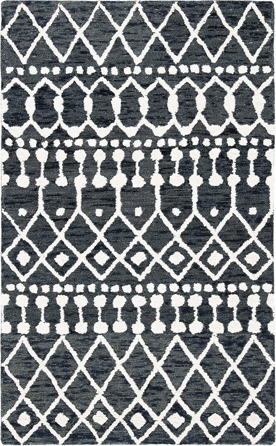 SAFAVIEH Blossom Aspen Geometric Wool Area Rug, Black/Ivory, 2' x 3'