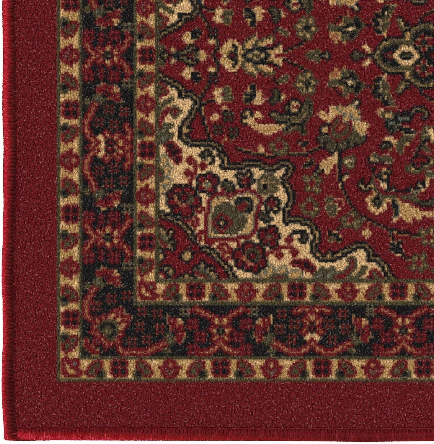 Elegant Red Oriental Runner Rug with Non-Slip Rubber Backing, 59"L x 20"W