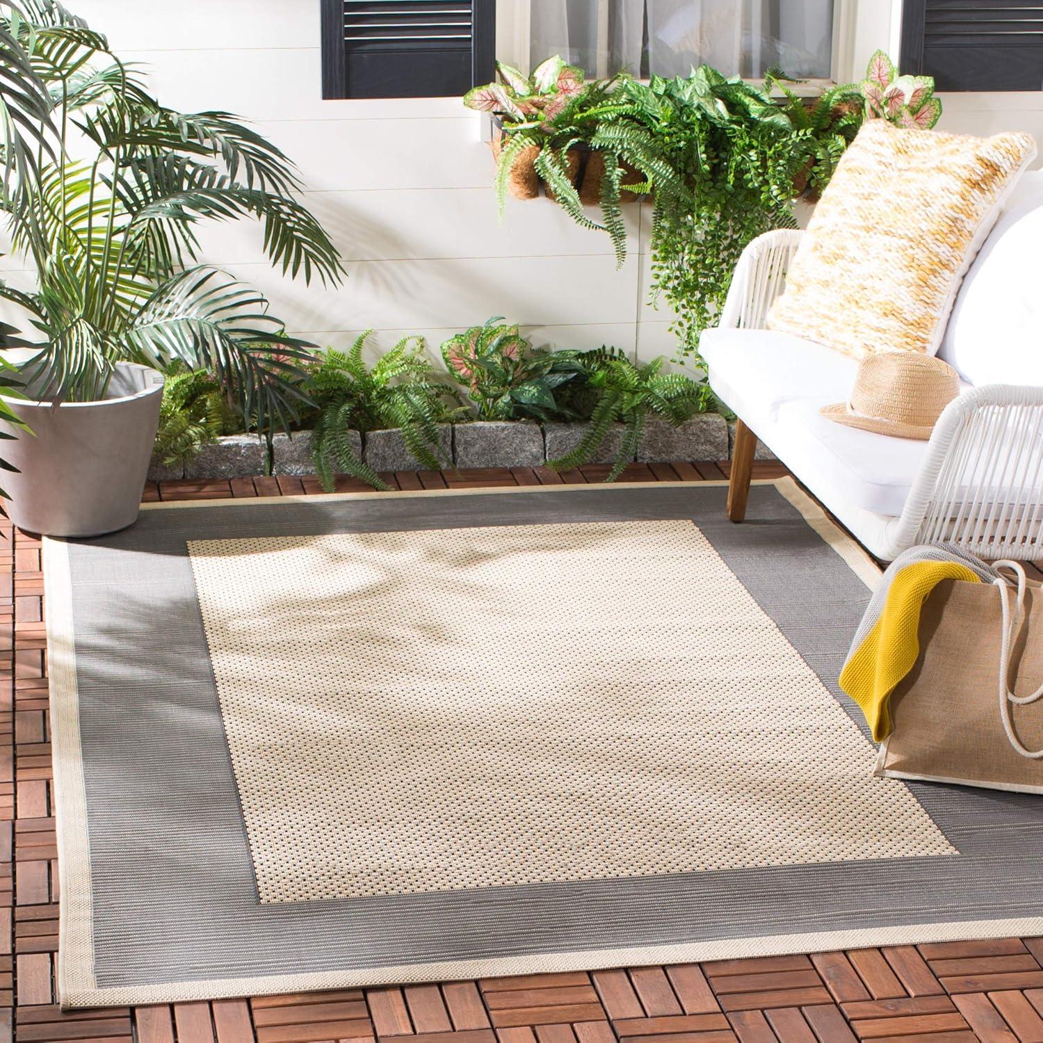 Gray Rectangular Synthetic Easy Care Indoor/Outdoor Rug