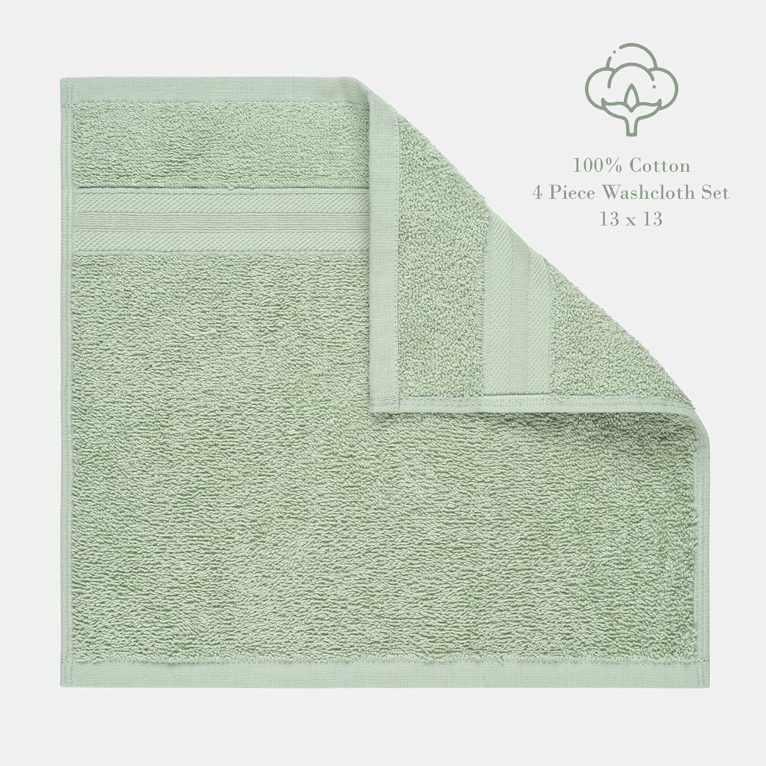 Oversized Sage Green Turkish Cotton Terry Washcloth Set
