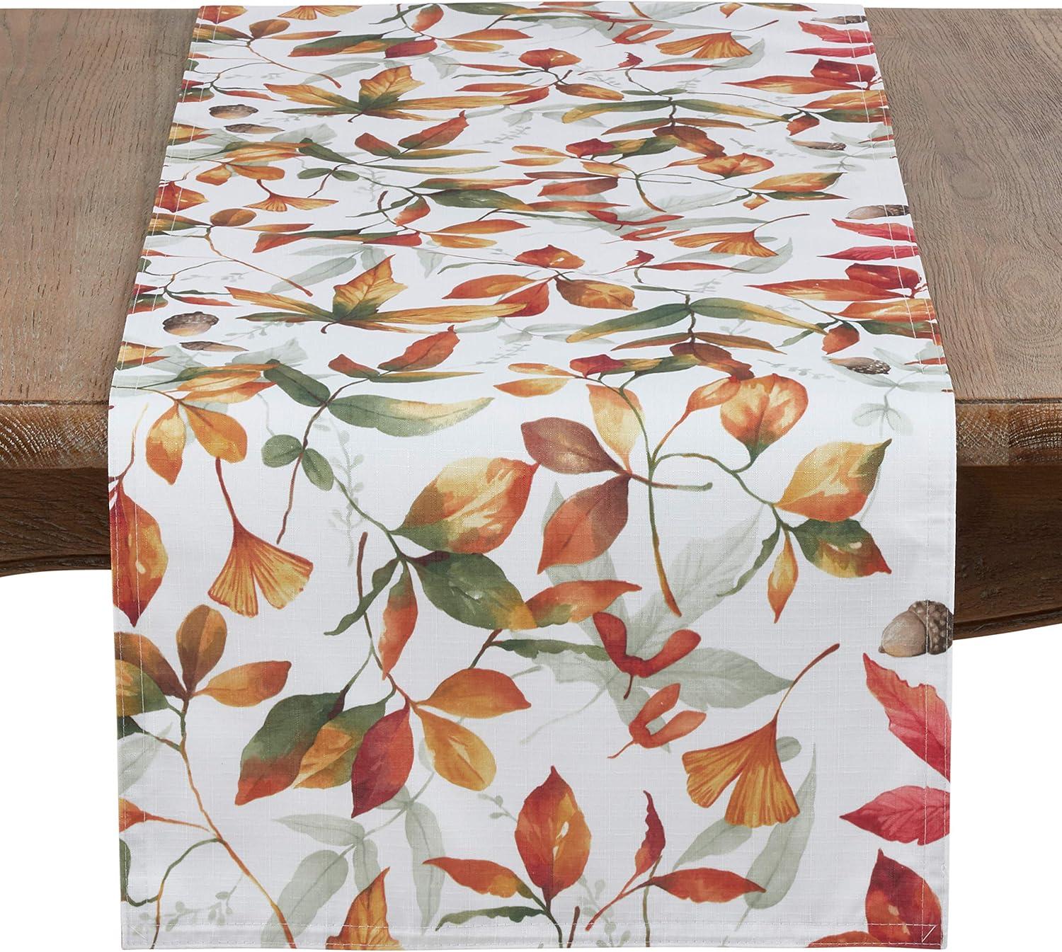 Saro Lifestyle Fall Leaf Patterned Poly Table Runner