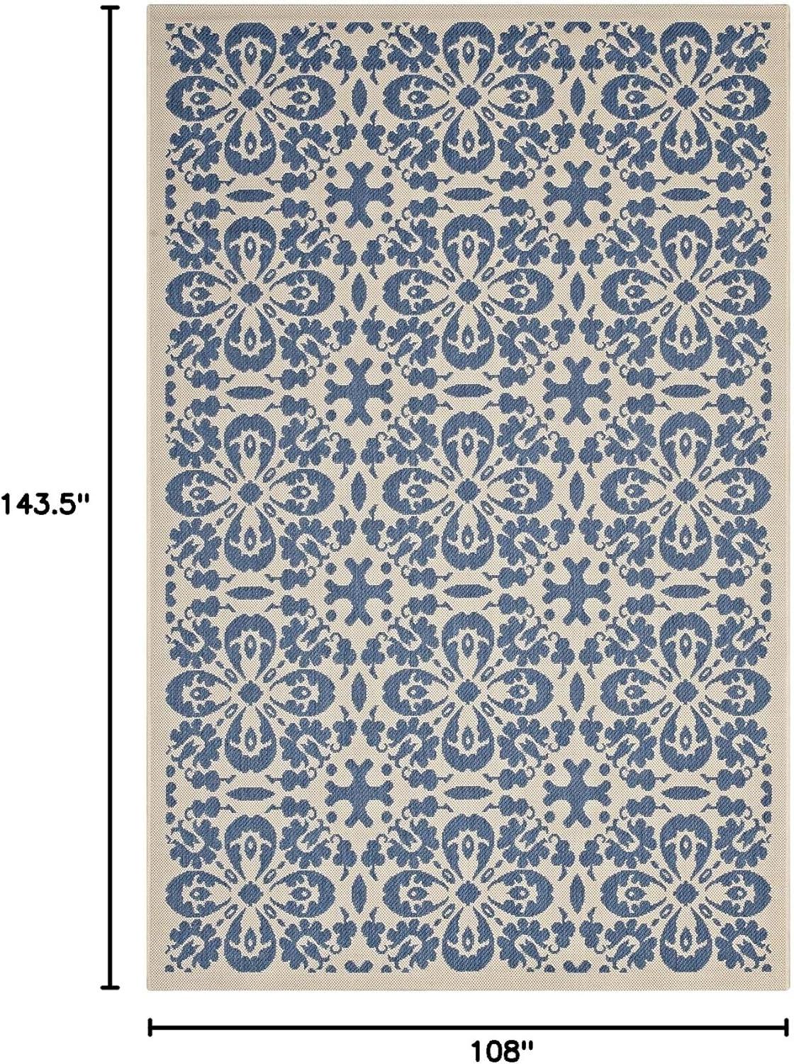 Modway Ariana Vintage Floral Trellis 9x12 Indoor and Outdoor Area Rug