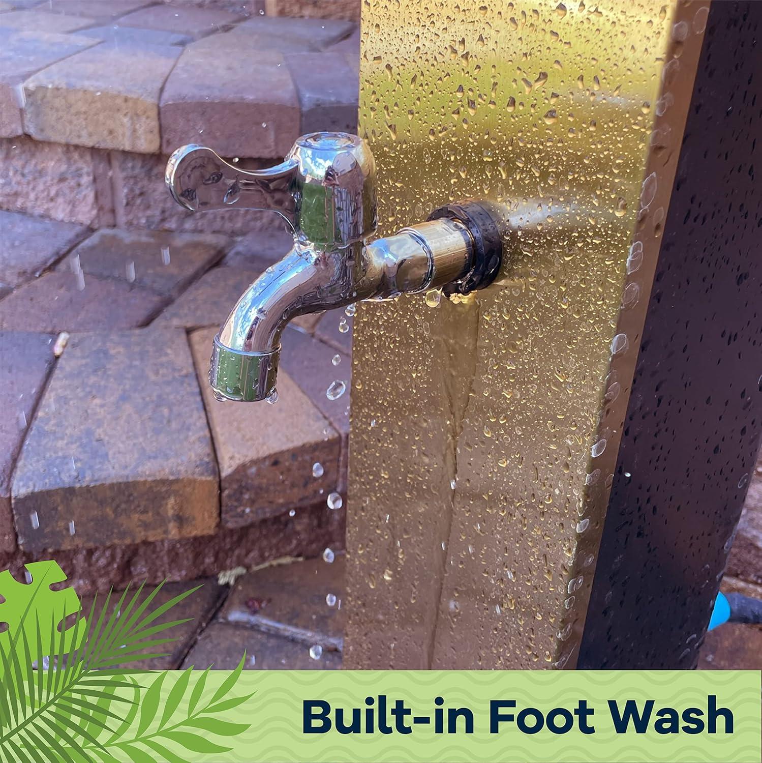 JASODI Luxury Solar Outdoor Shower, Brushed Gold and Black