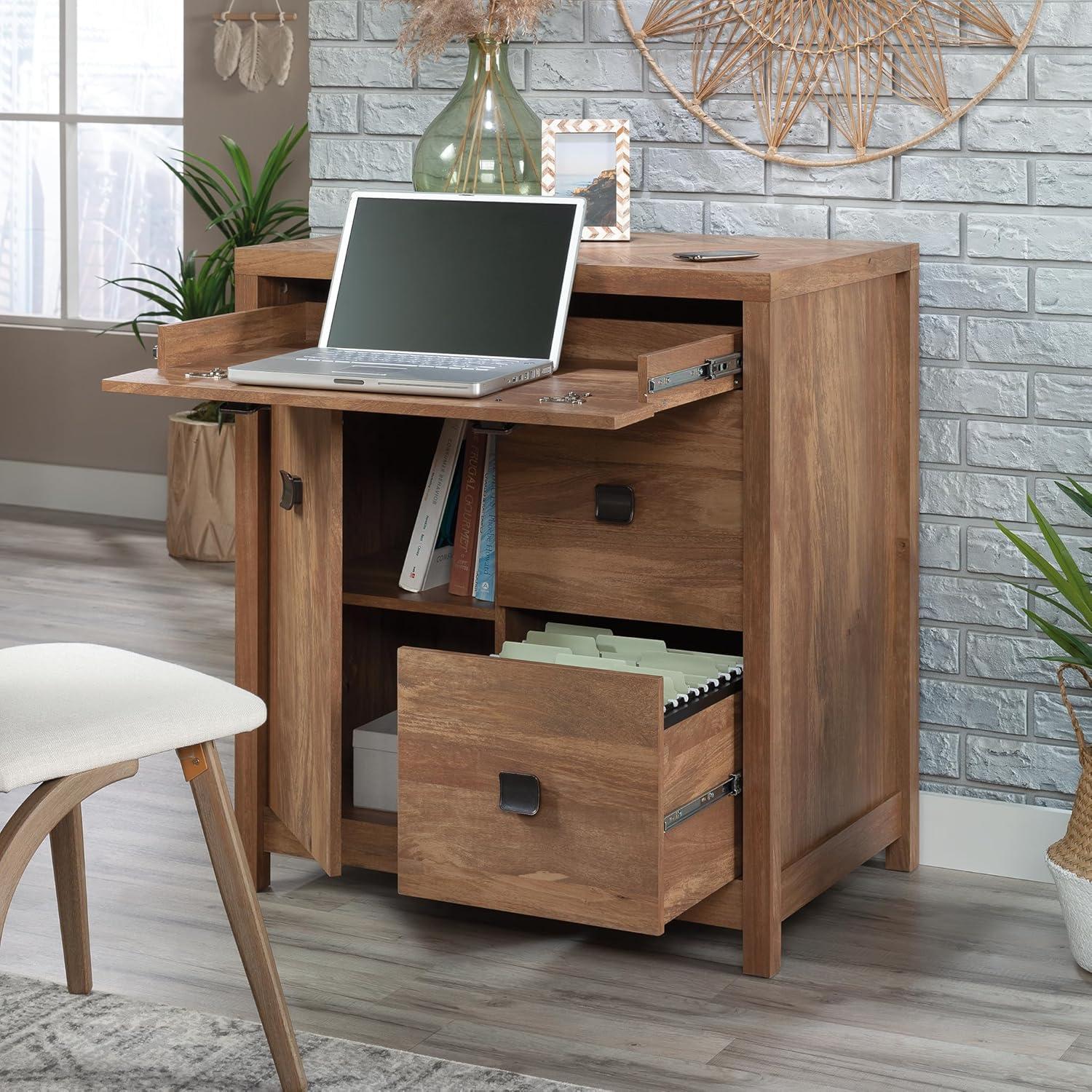 Small Cannery Bridge Credenza Sindoori Mango - Sauder: Laminated Office Cabinet with Drawers, Metal Hardware