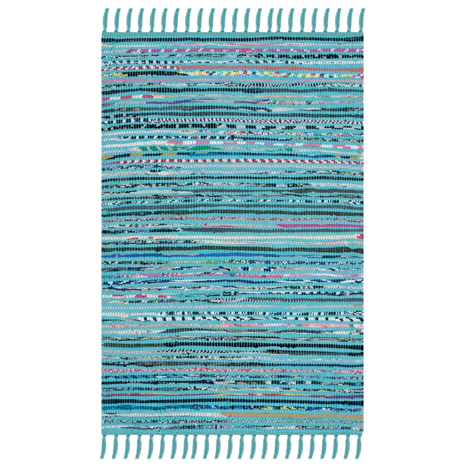 Rag Rug RAR125 Hand Woven Indoor Accent Rug - Turquoise/Multi - 2'x3' - Safavieh.