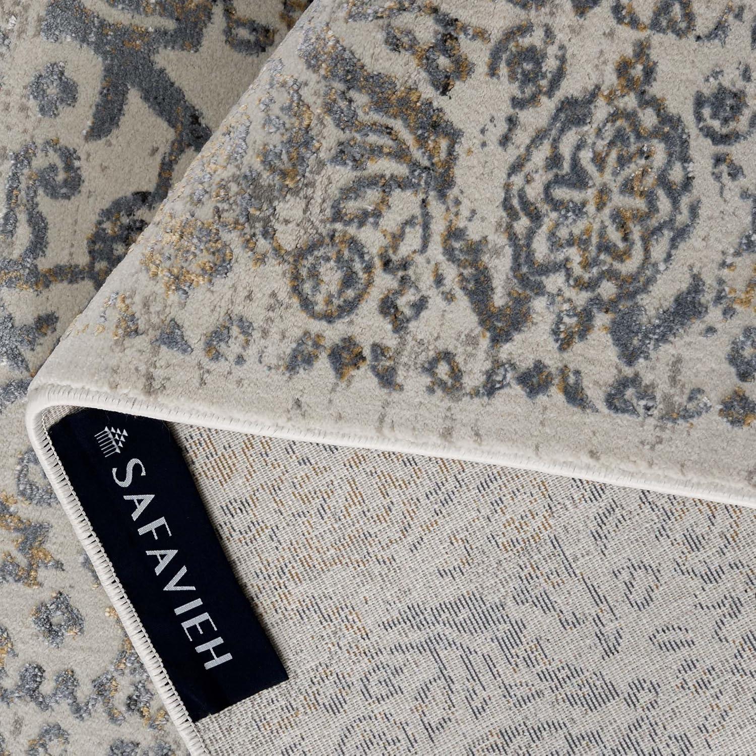 SAFAVIEH Princeton Xavier Floral Bordered Area Rug, Cream/Slate, 5'1" x 7'6"