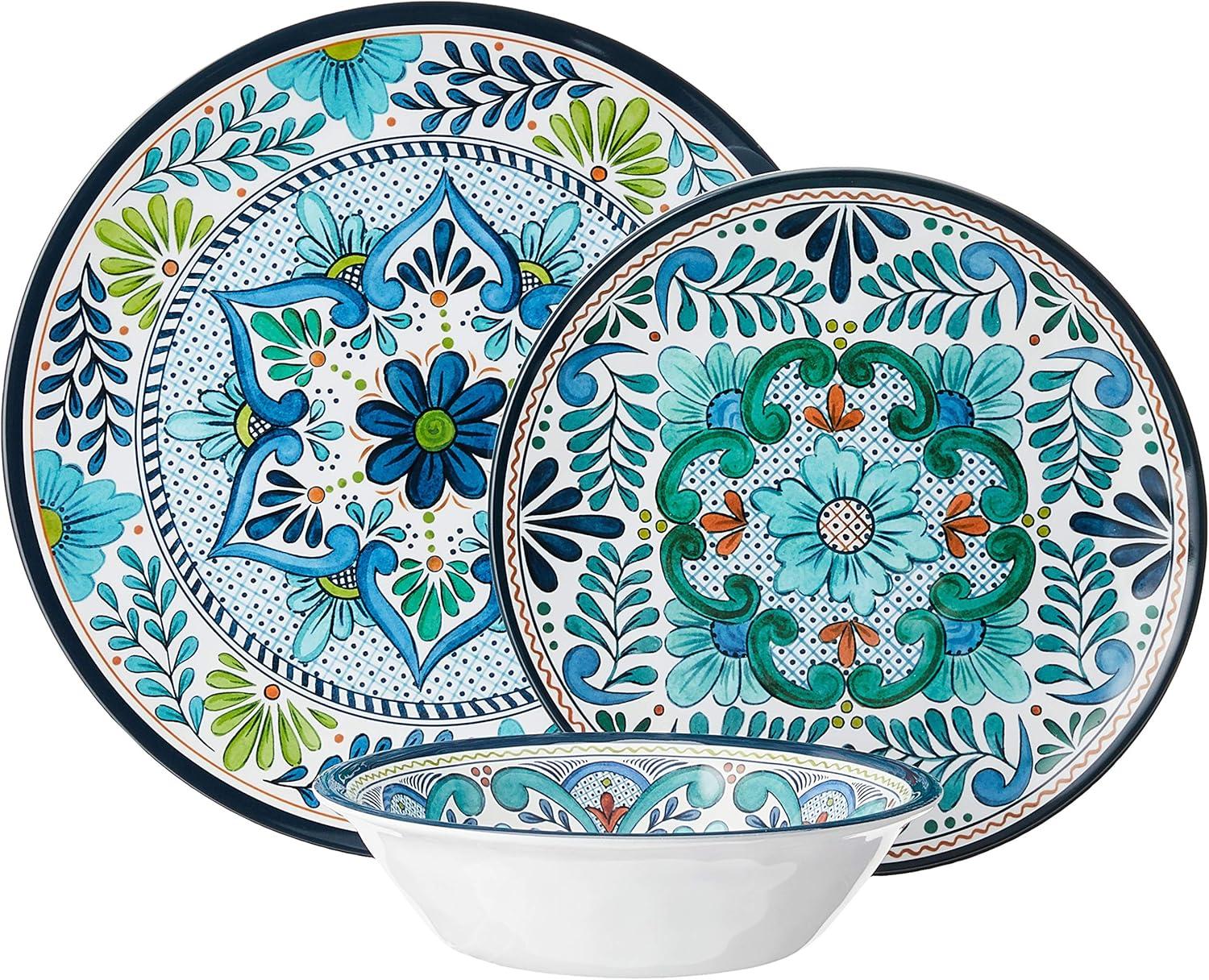 Certified International Talavera by Nancy Green Melamine 12pc Dinnerware Set Blue