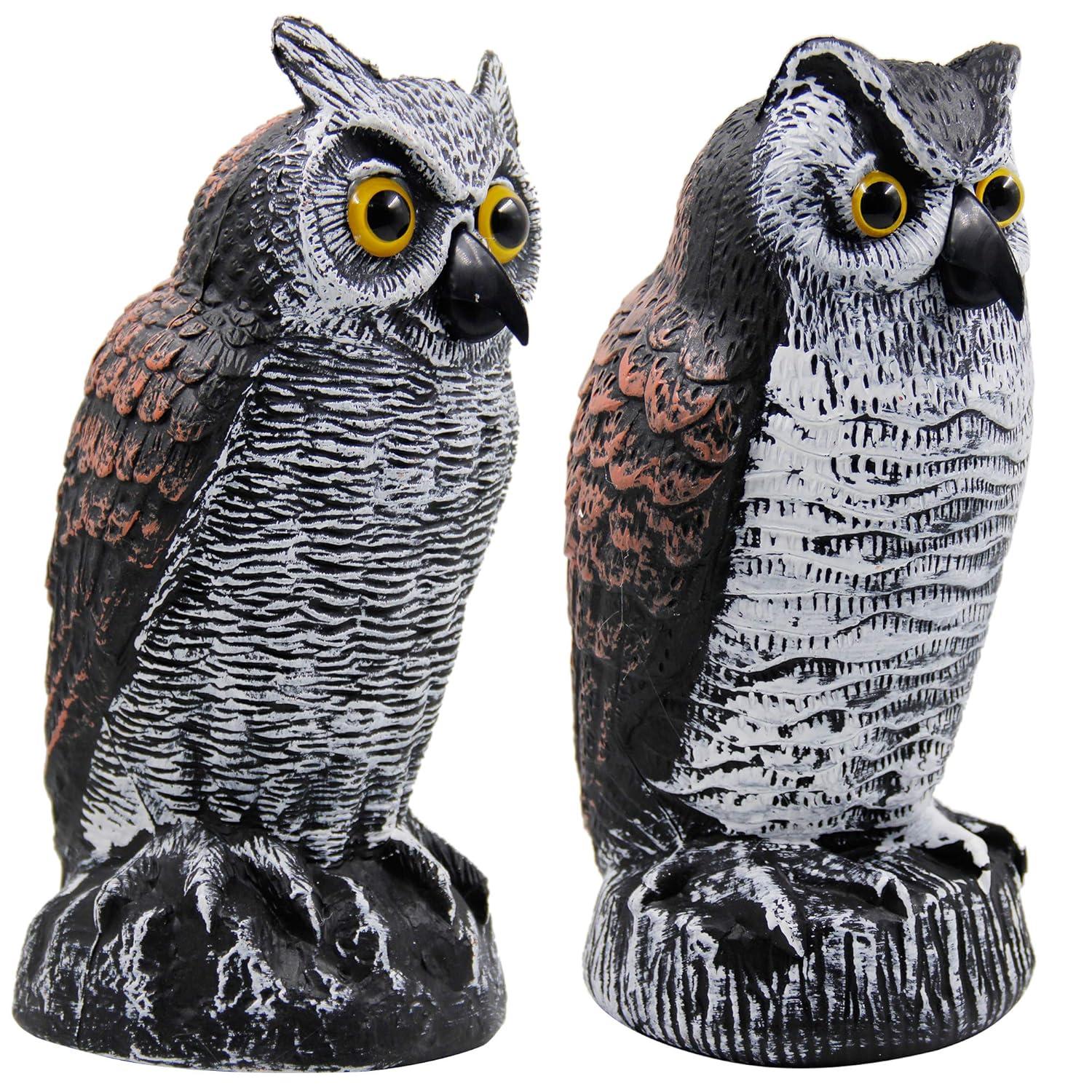 2Pack Fake Owl Decoy to Keep Birds Away Garden Decoration Bird Scare Devices for Garden Outdoor Yard