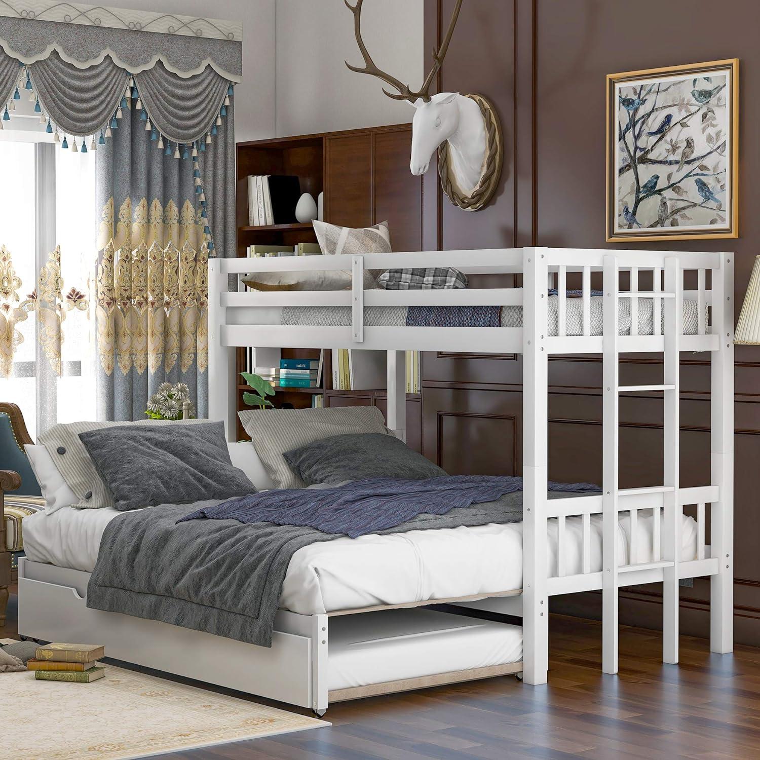 White Pine Twin Over King Pull-Out Bunk Bed with Trundle