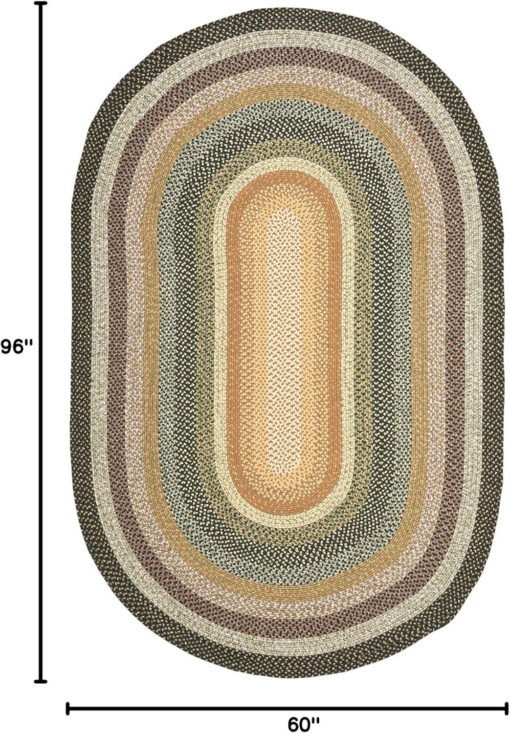 SAFAVIEH Braided Ellen Colored Bordered Area Rug, Blue/Multi, 5' x 8' Oval