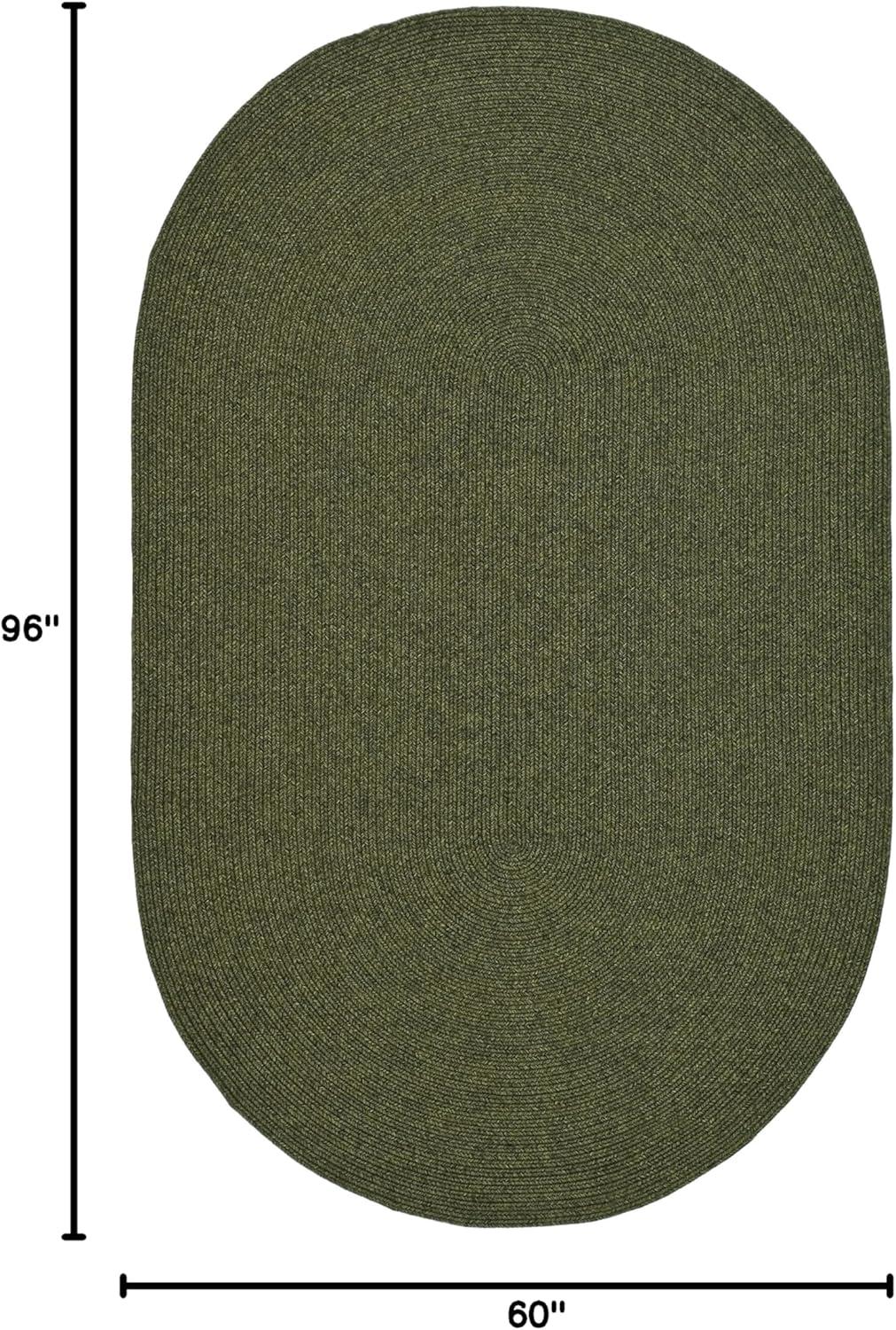 SAFAVIEH Braided Rishika Solid Area Rug, Green, 5' x 8' Oval