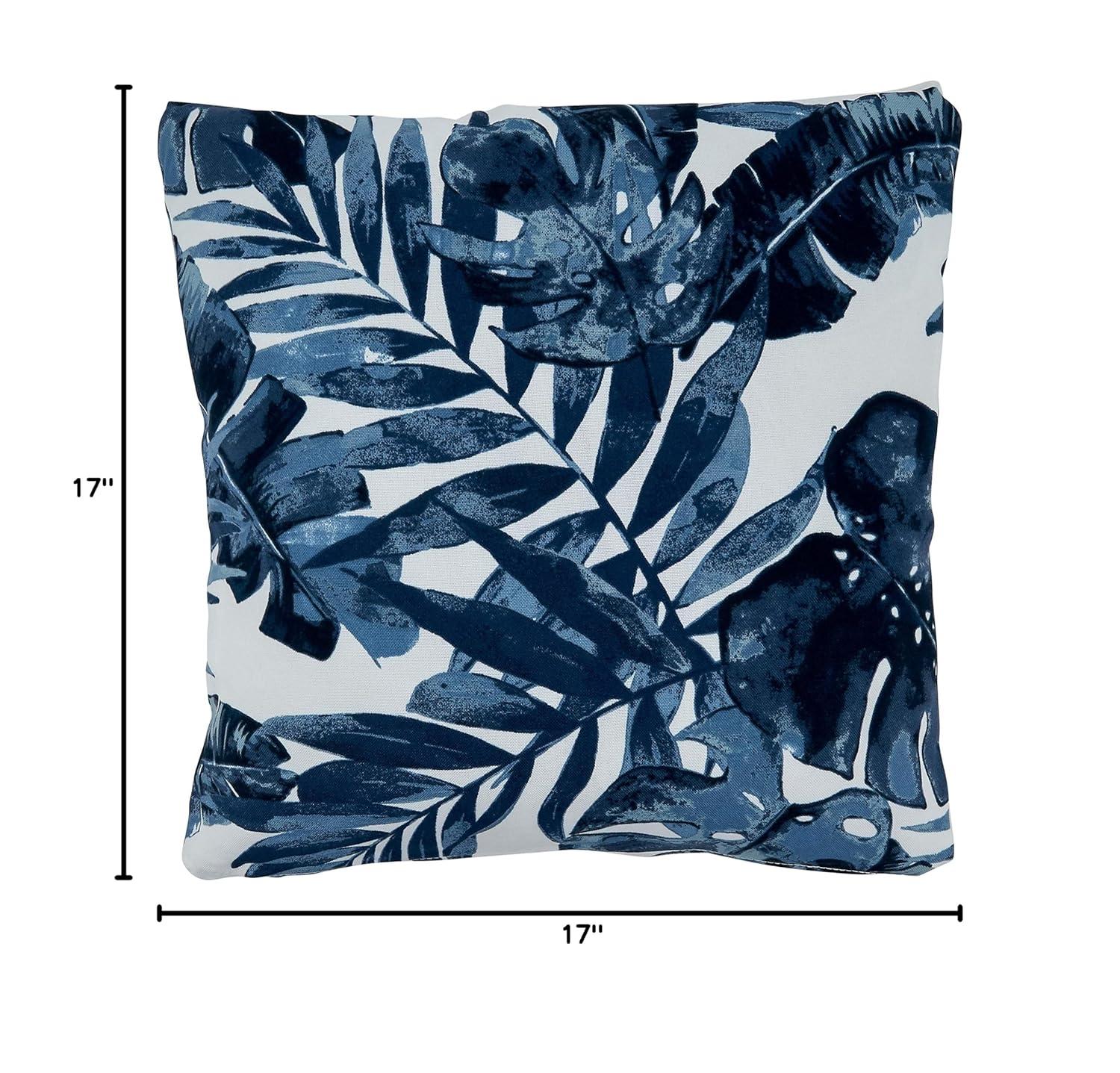 Saro Lifestyle Blue Tropical Leaf Outdoor Pillow